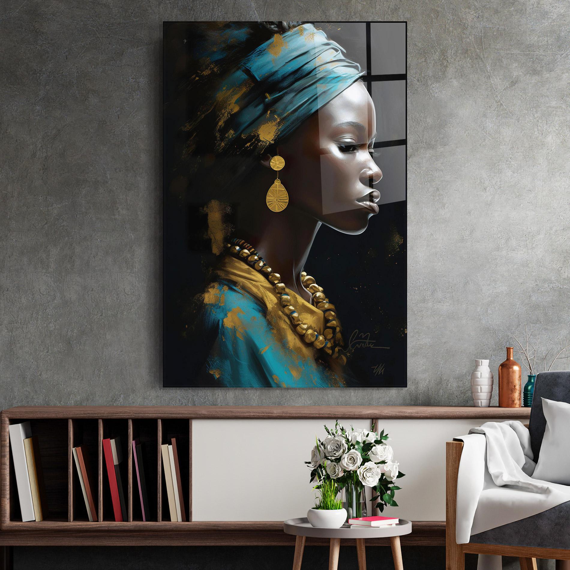 Tablou Sticla Blue Turban mockup 2