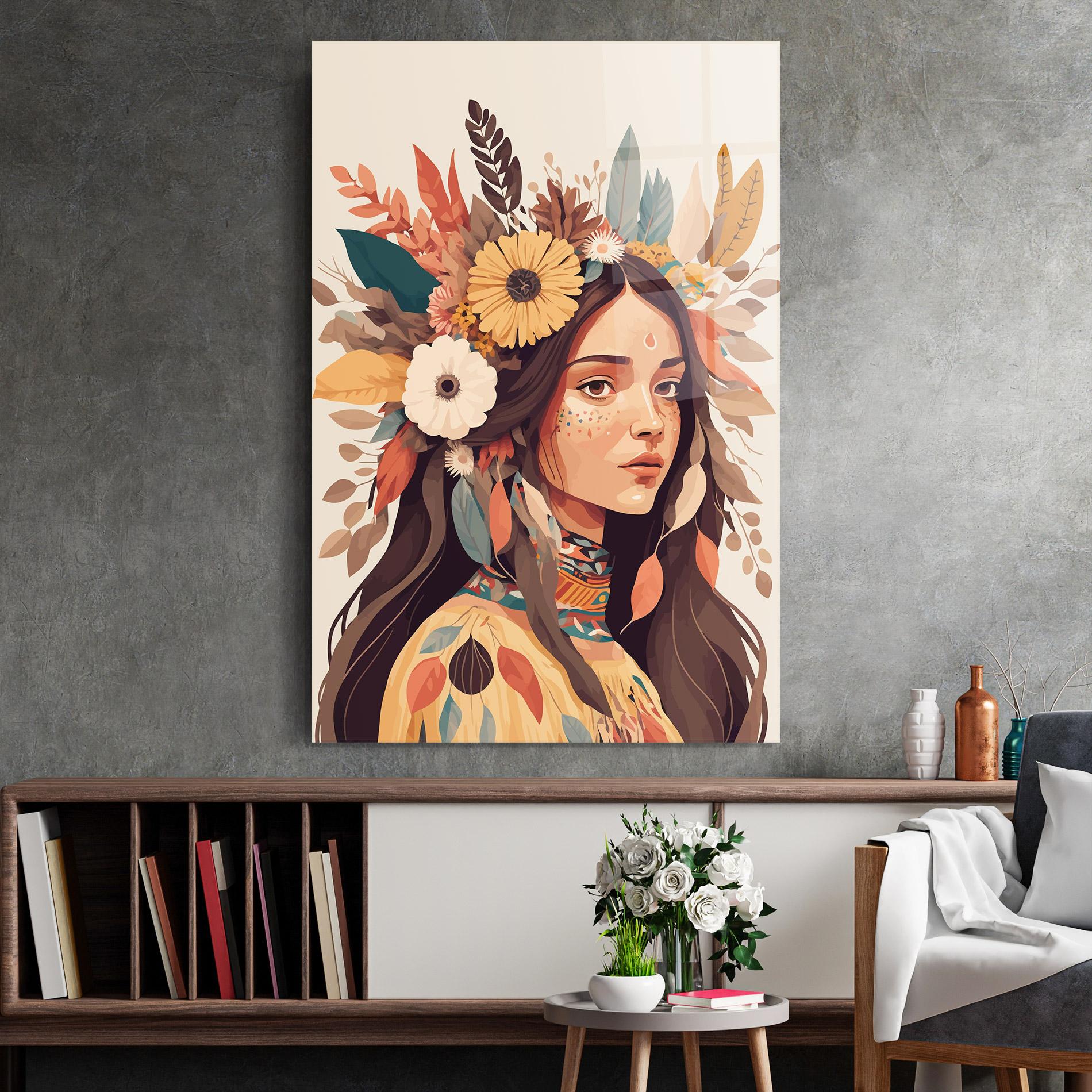 Tablou Sticla Boho Girl mockup 2