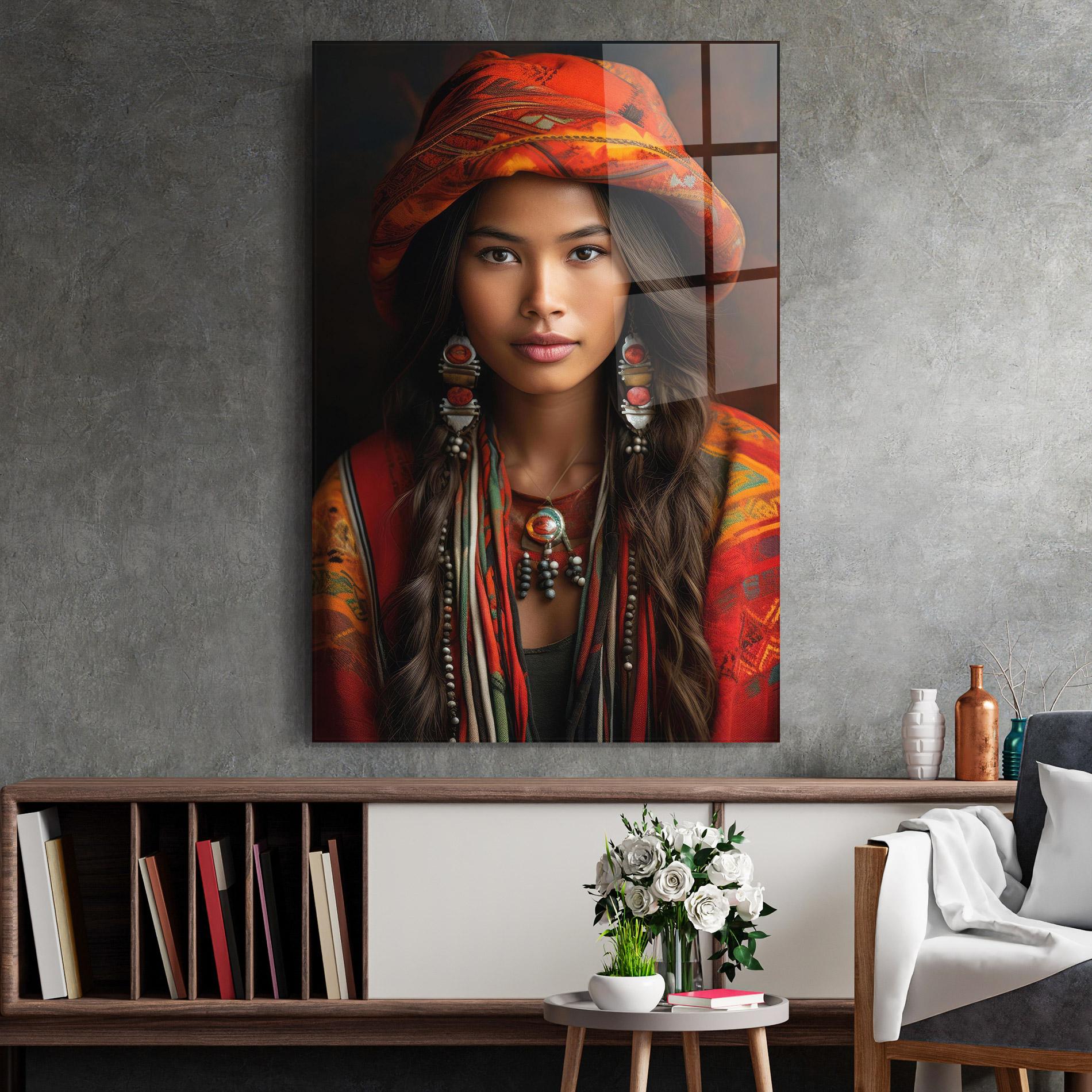 Tablou Sticla Colorful Hat And Earrings mockup 2