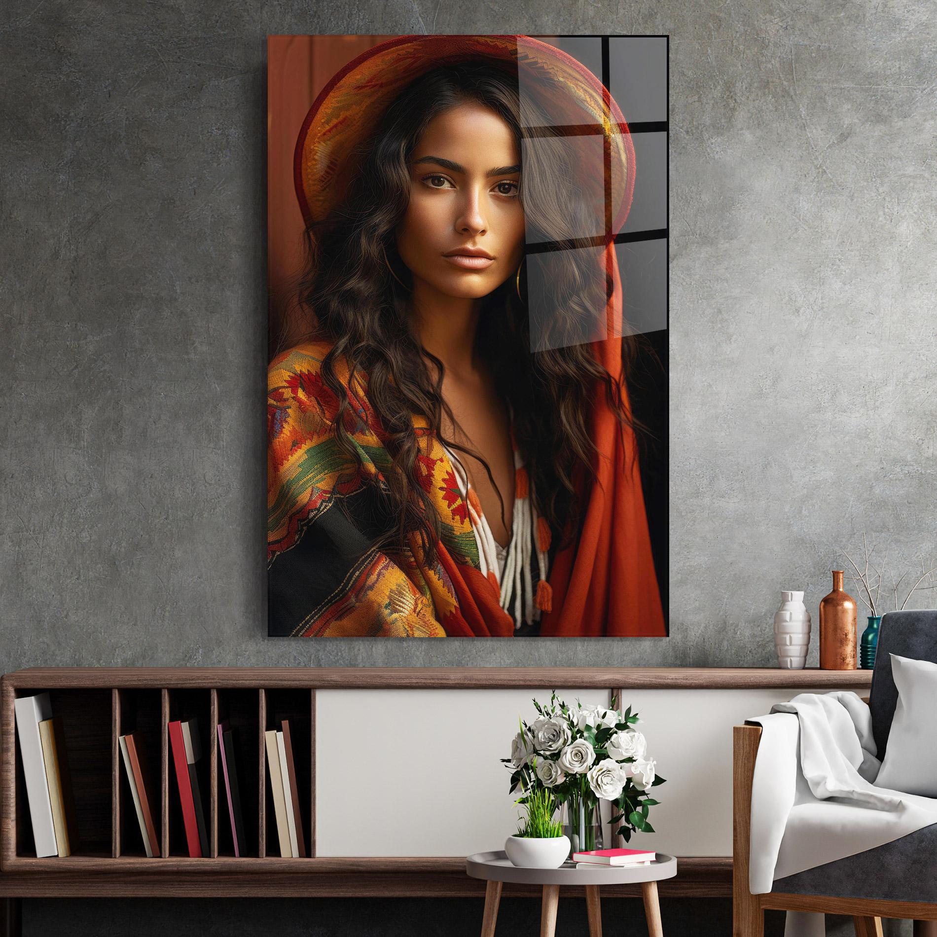 Tablou Sticla Colorful Hat And Scarf mockup 2