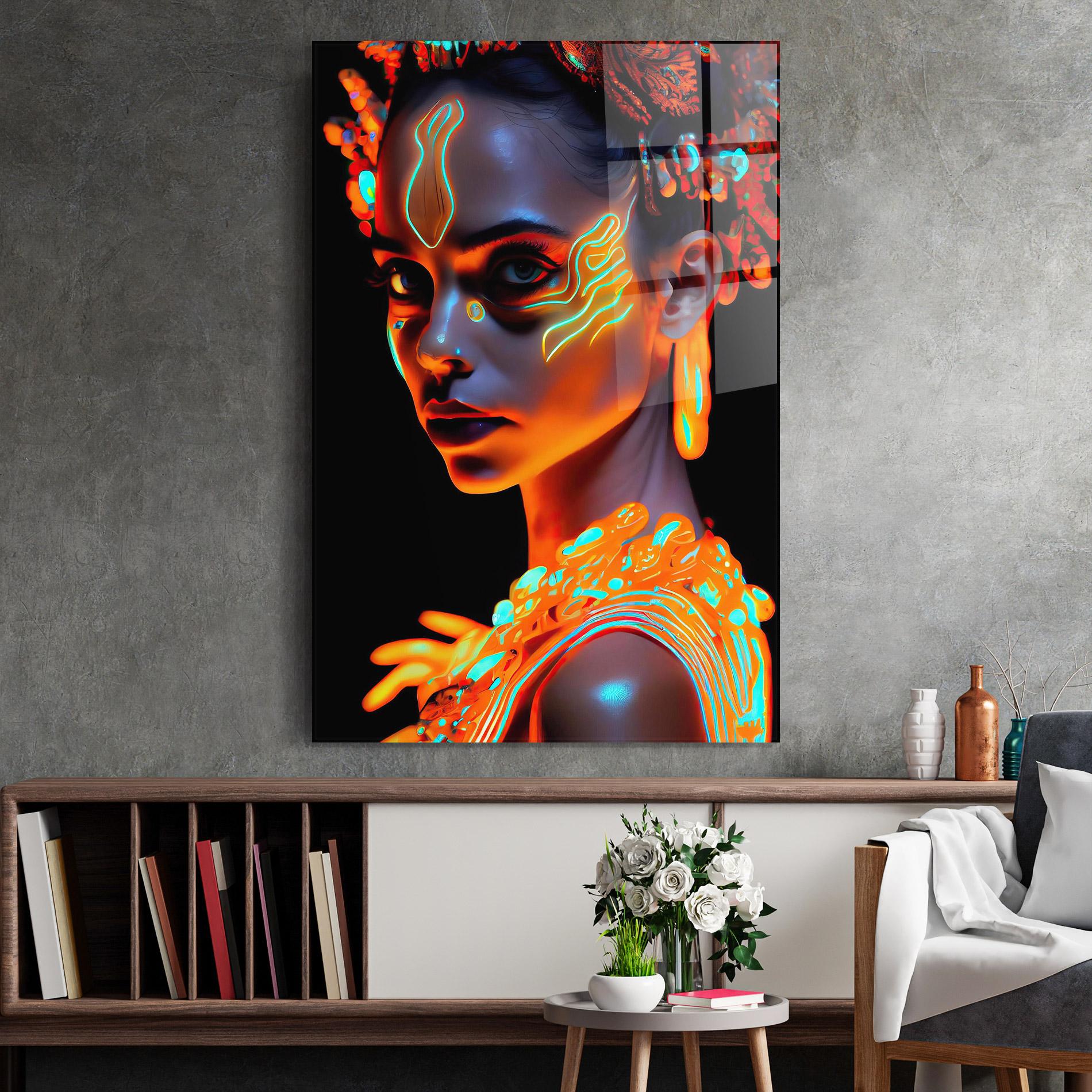 Tablou Sticla Glowing Face Paint mockup 2