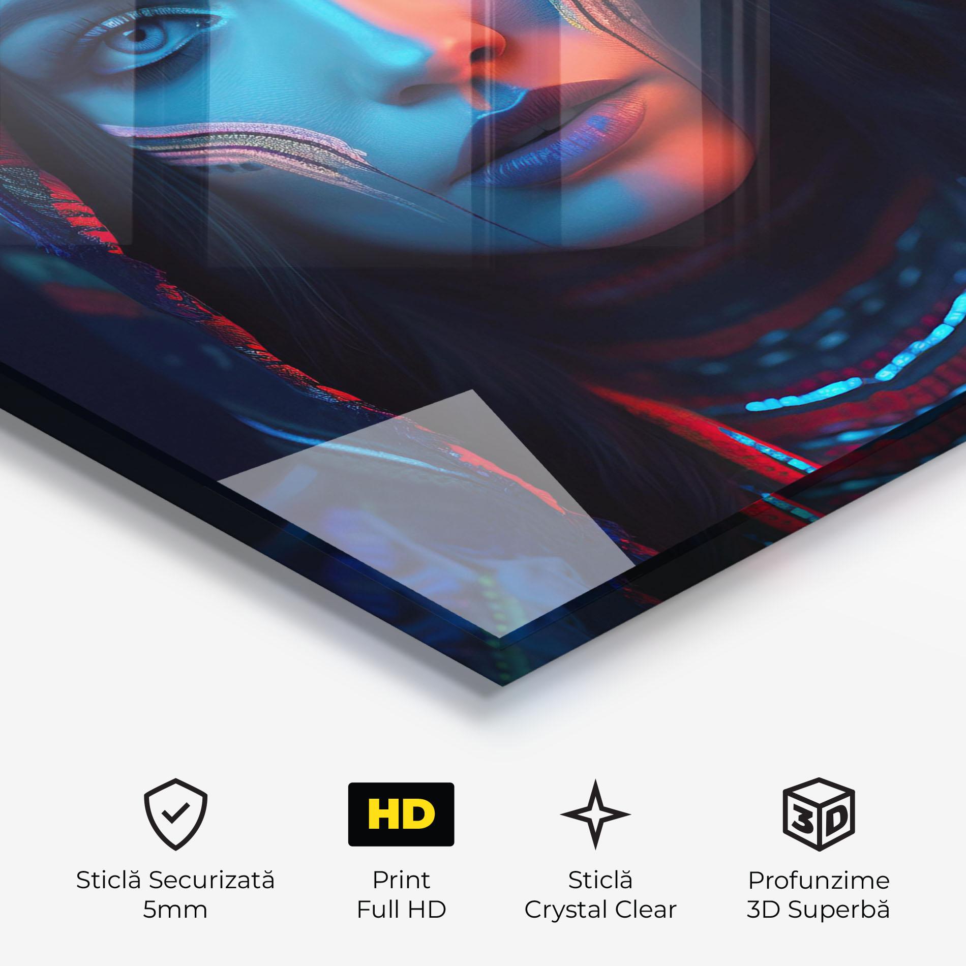 Tablou Sticla Blue Red Light Hood mockup 3