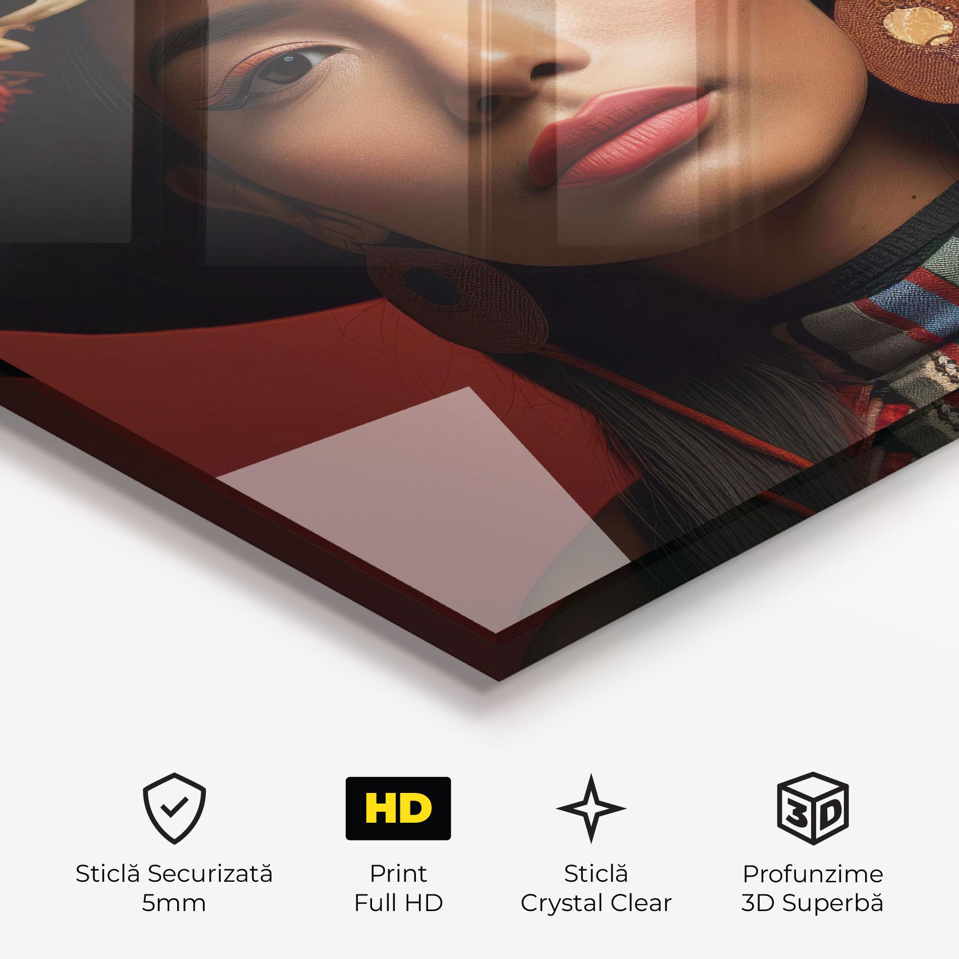 Tablou Sticla Colorful Flowers Hat mockup 3