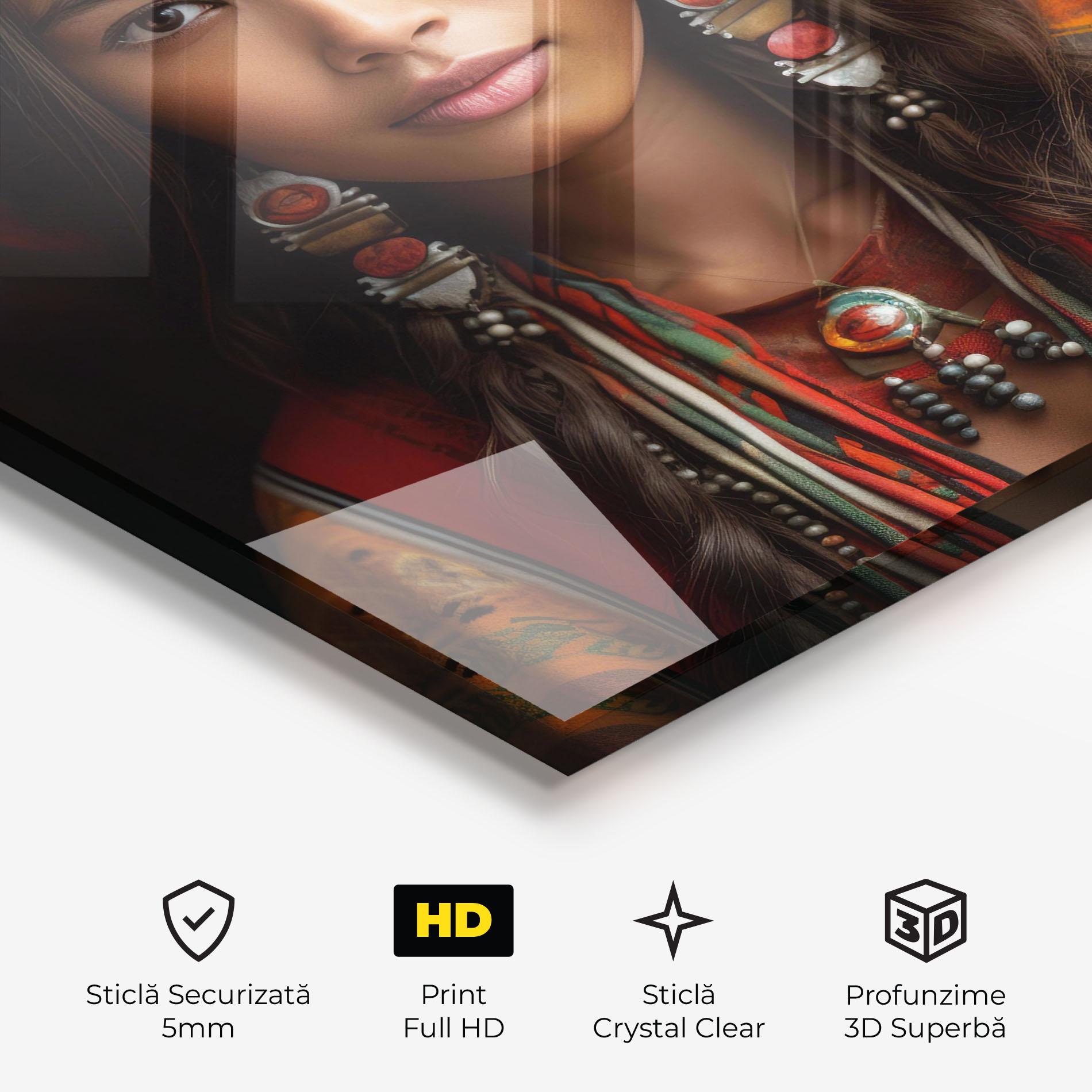 Tablou Sticla Colorful Hat And Earrings mockup 3