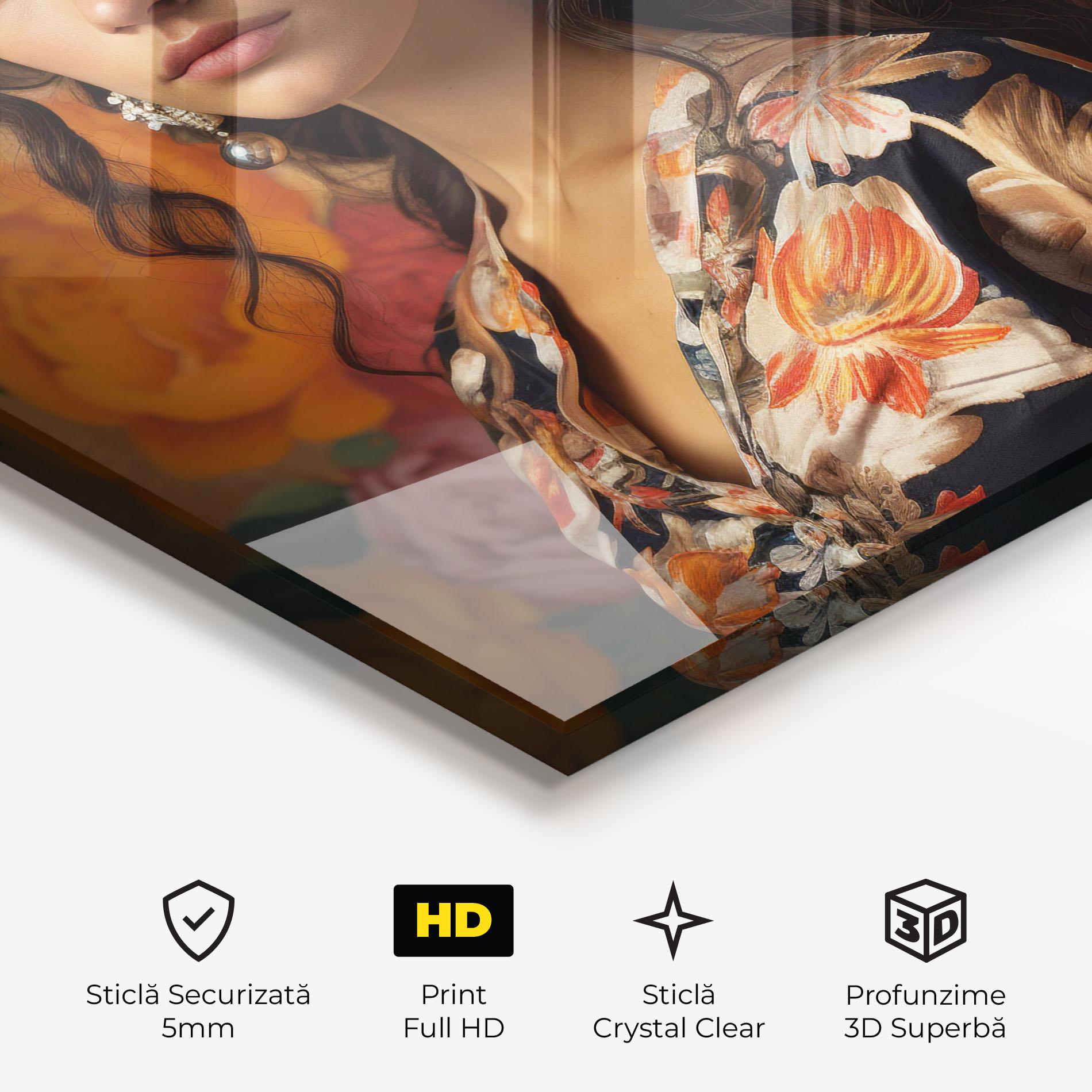 Tablou Sticla Floral Dress Lady mockup 3