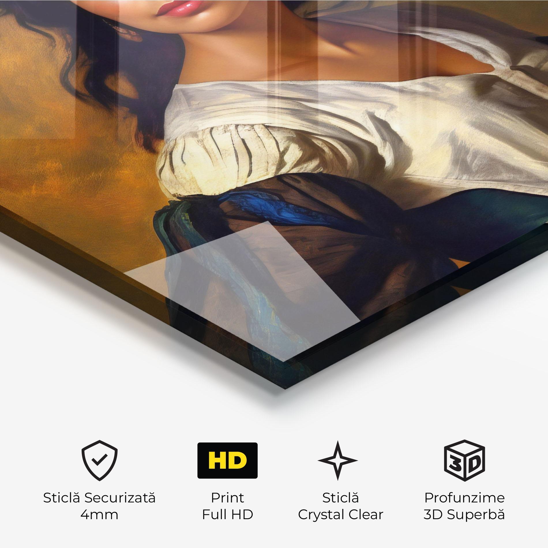 Tablou Sticla Beautiful Brunette Art mockup 3