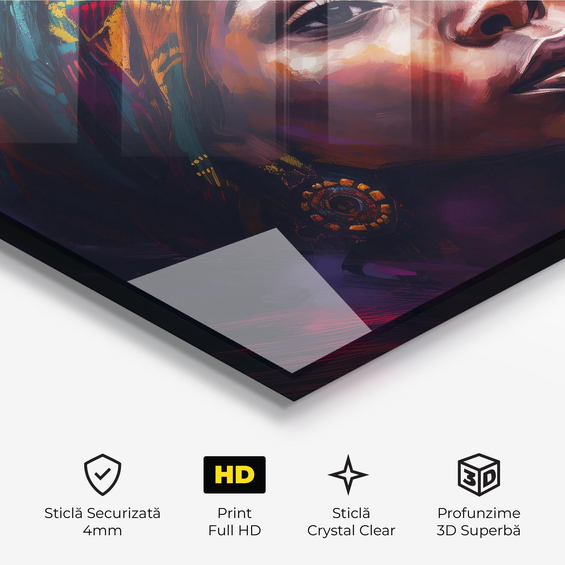 Tablou Sticla Black Traditional Woman mockup 3