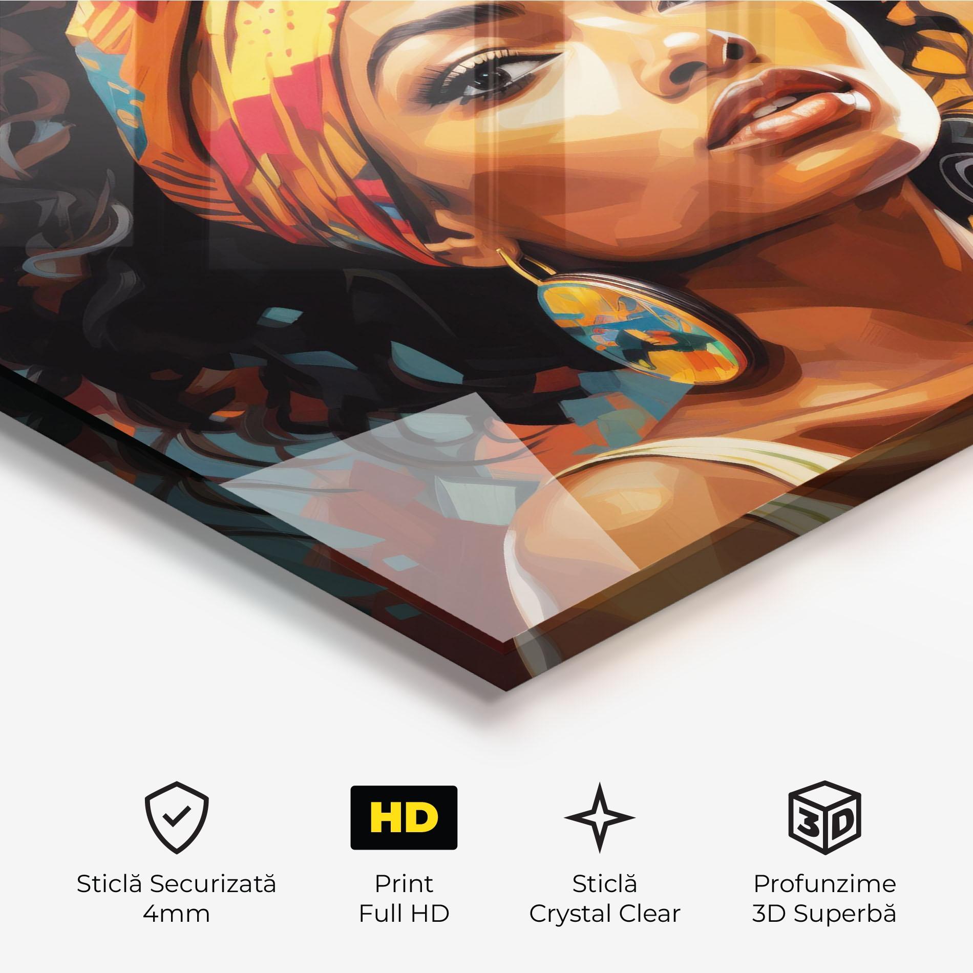 Tablou Sticla Colorful Ethic Portrait mockup 3