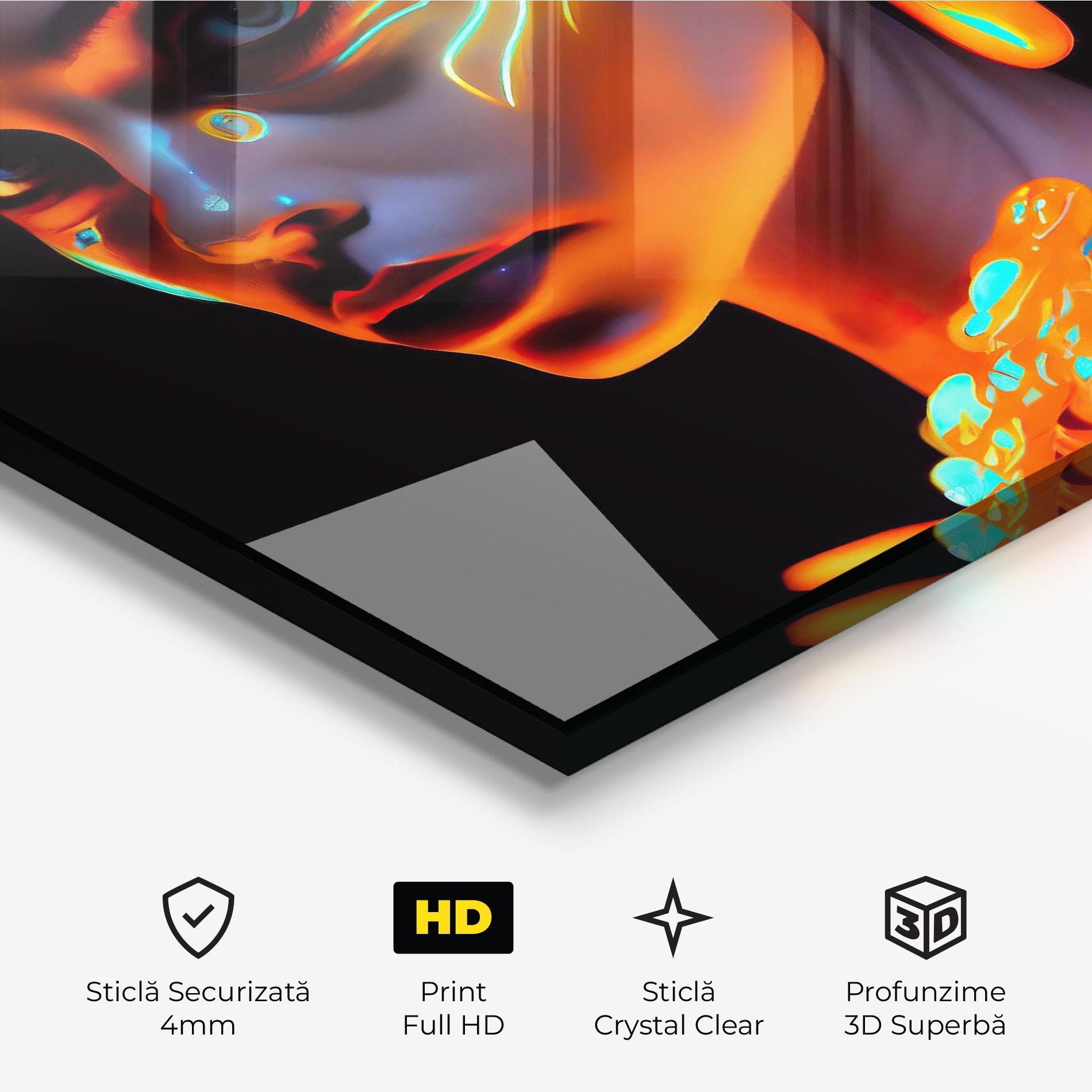 Tablou Sticla Glowing Face Paint mockup 3