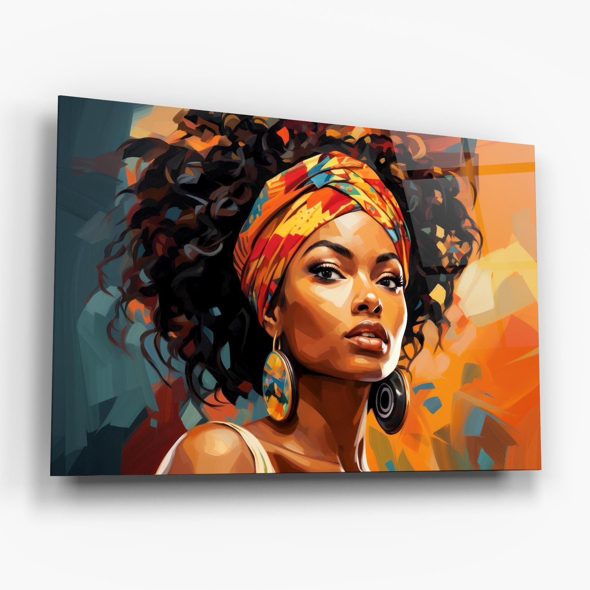 Tablou Sticla Colorful Ethic Portrait mockup 6