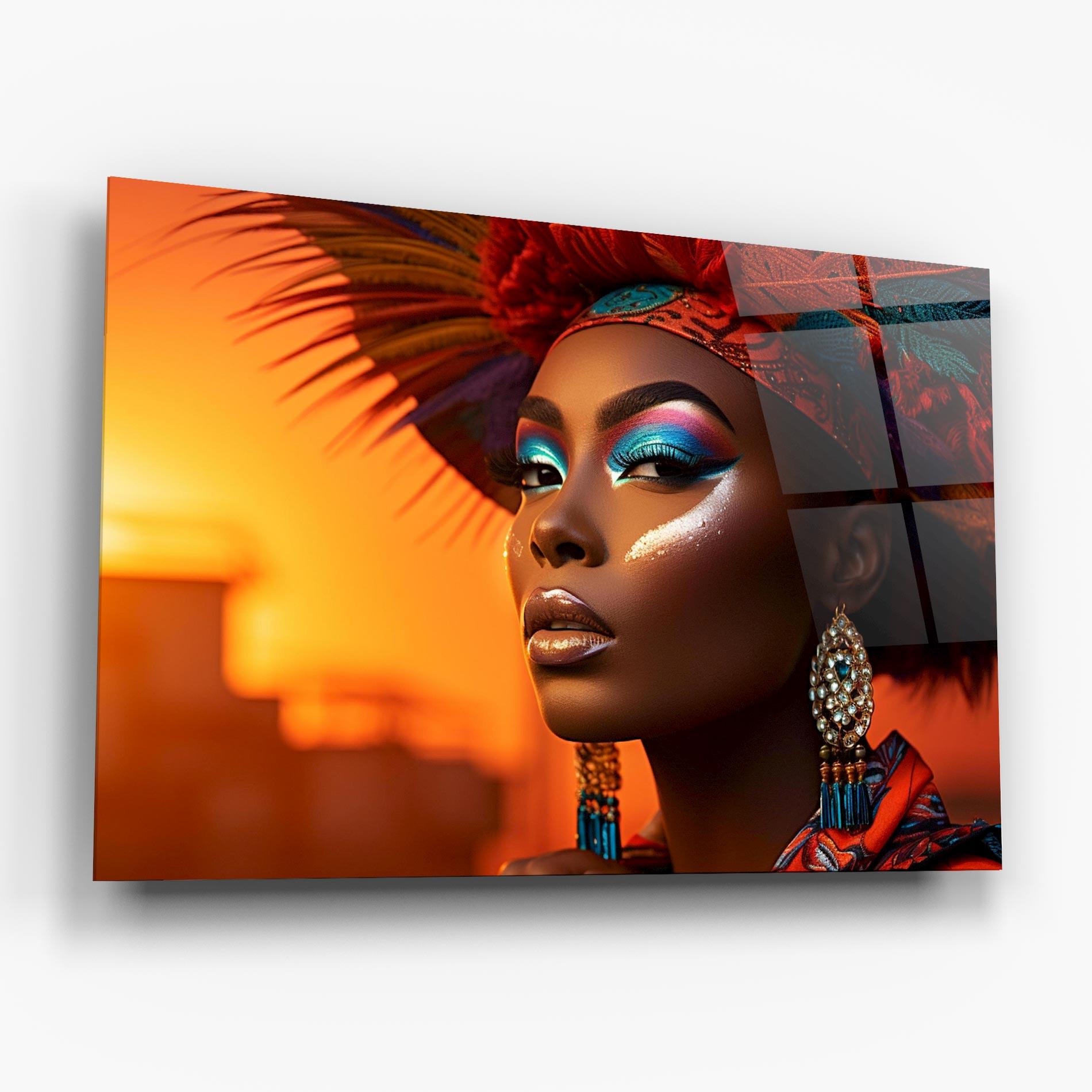 Tablou Sticla Elaborate Makeup Woman mockup 6