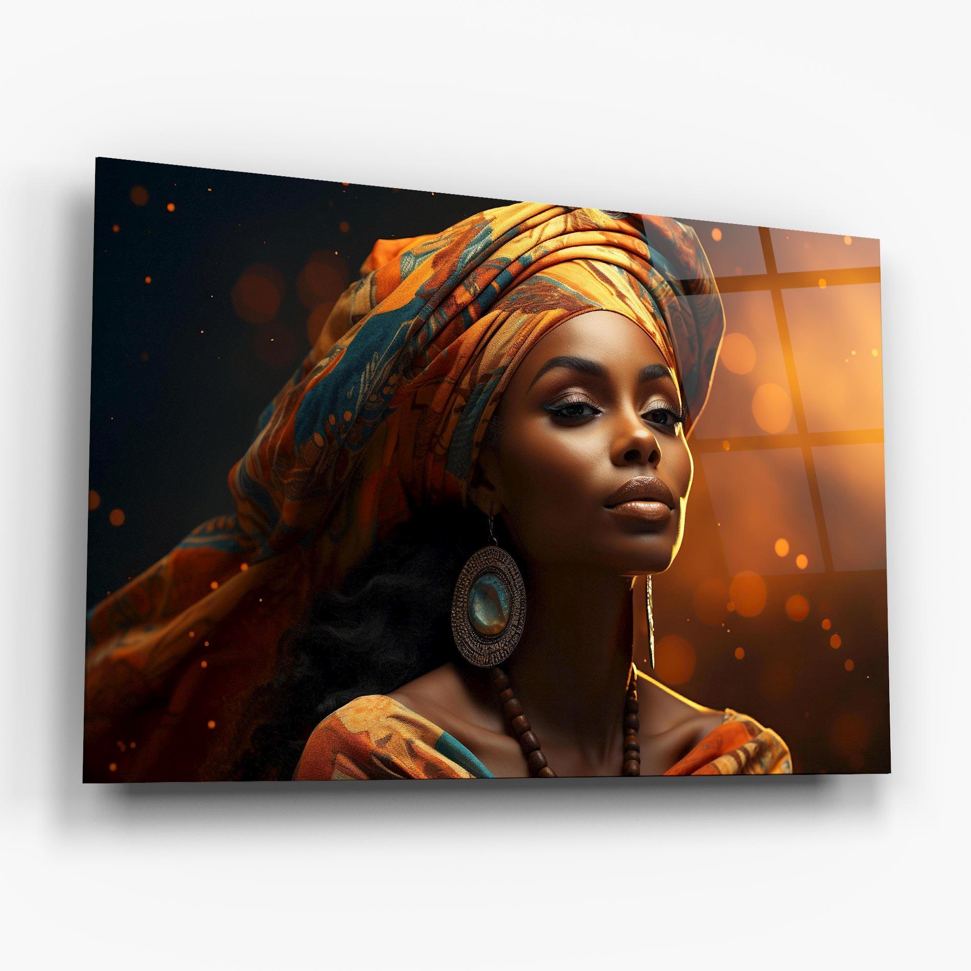 Tablou Sticla Fashion African Portrait mockup 6