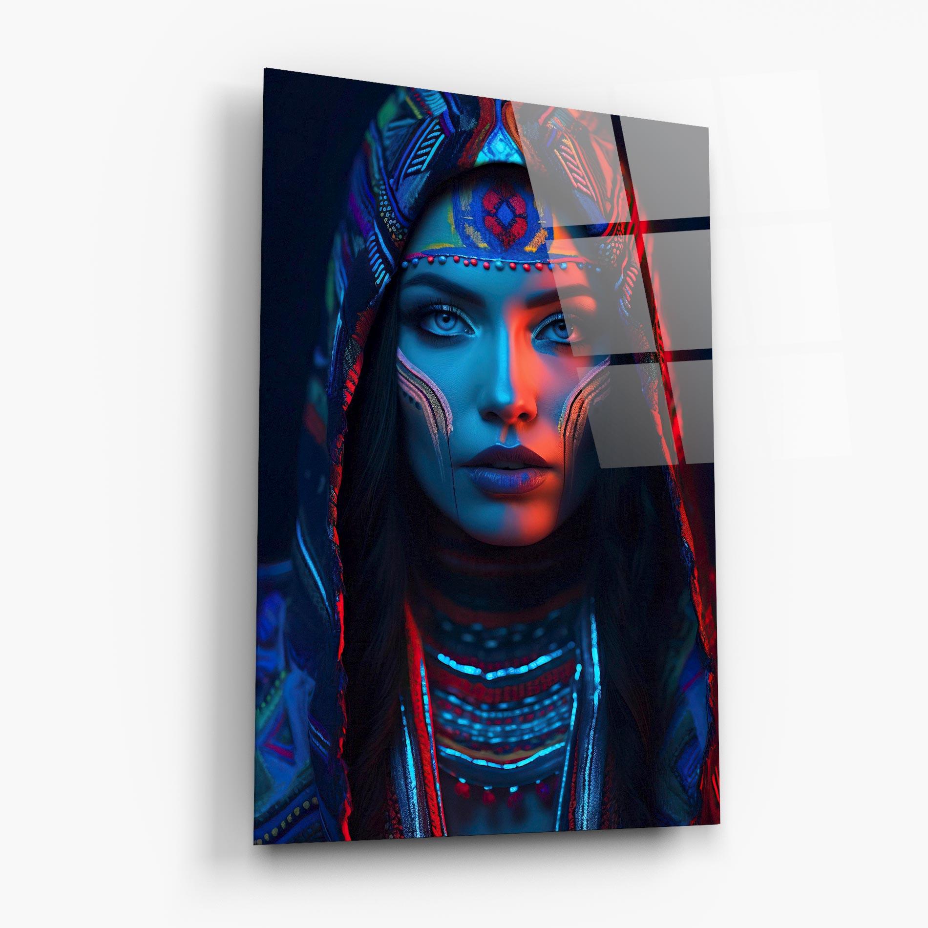 Tablou Sticla Blue Red Light Hood mockup 6