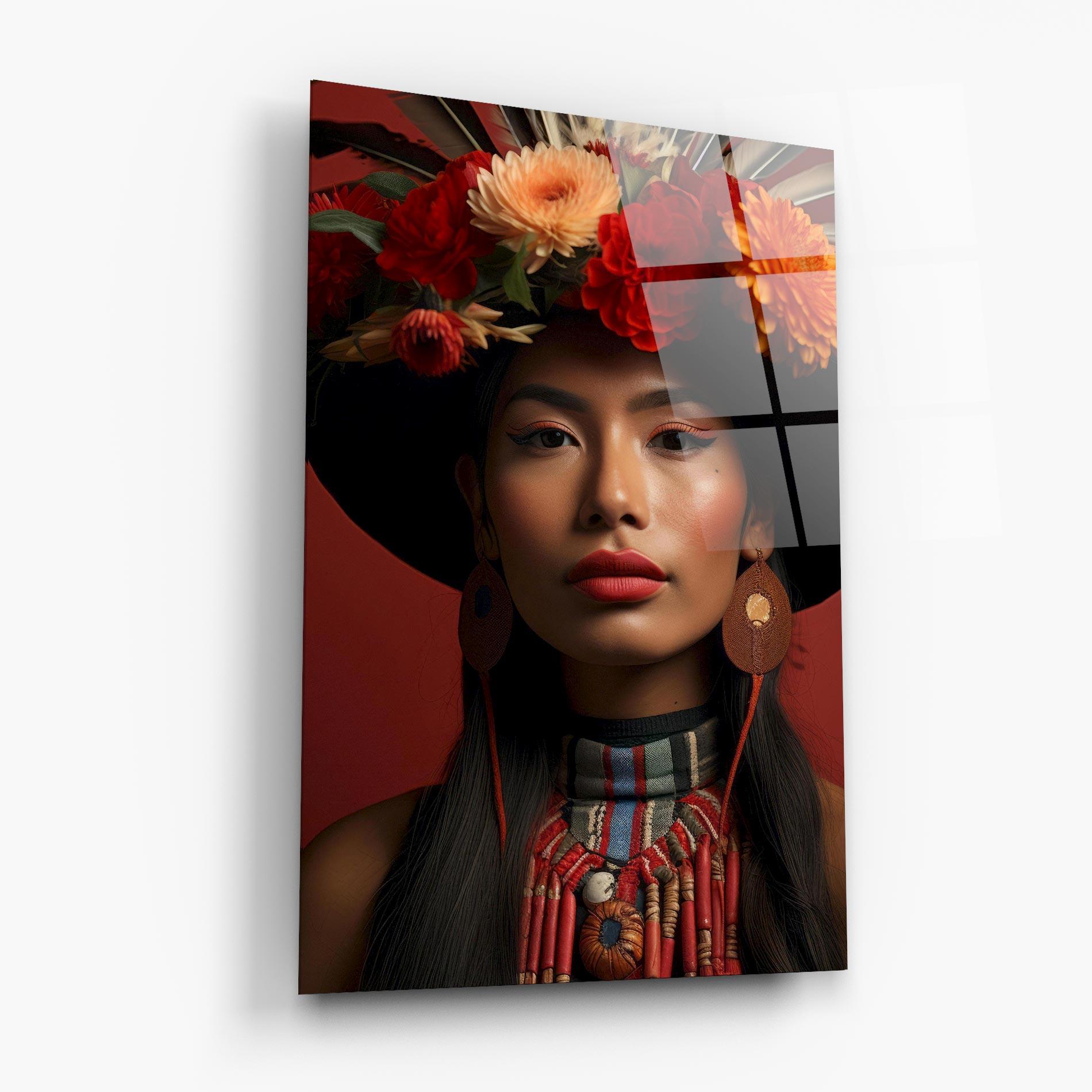 Tablou Sticla Colorful Flowers Hat mockup 6