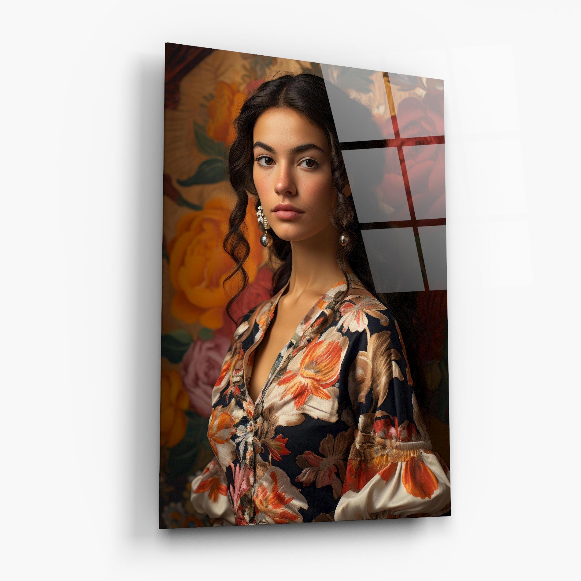 Tablou Sticla Floral Dress Lady mockup 6