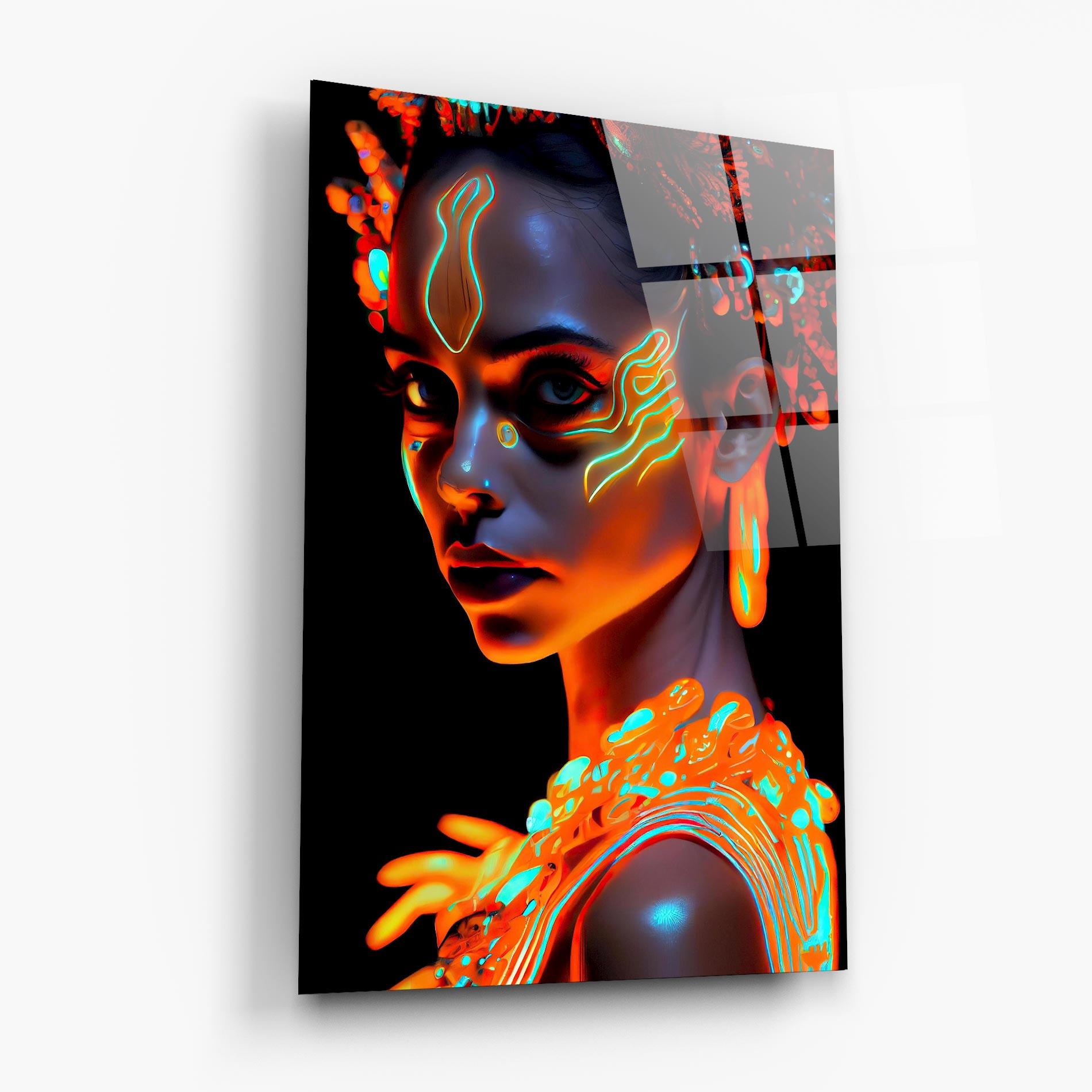 Tablou Sticla Glowing Face Paint mockup 6