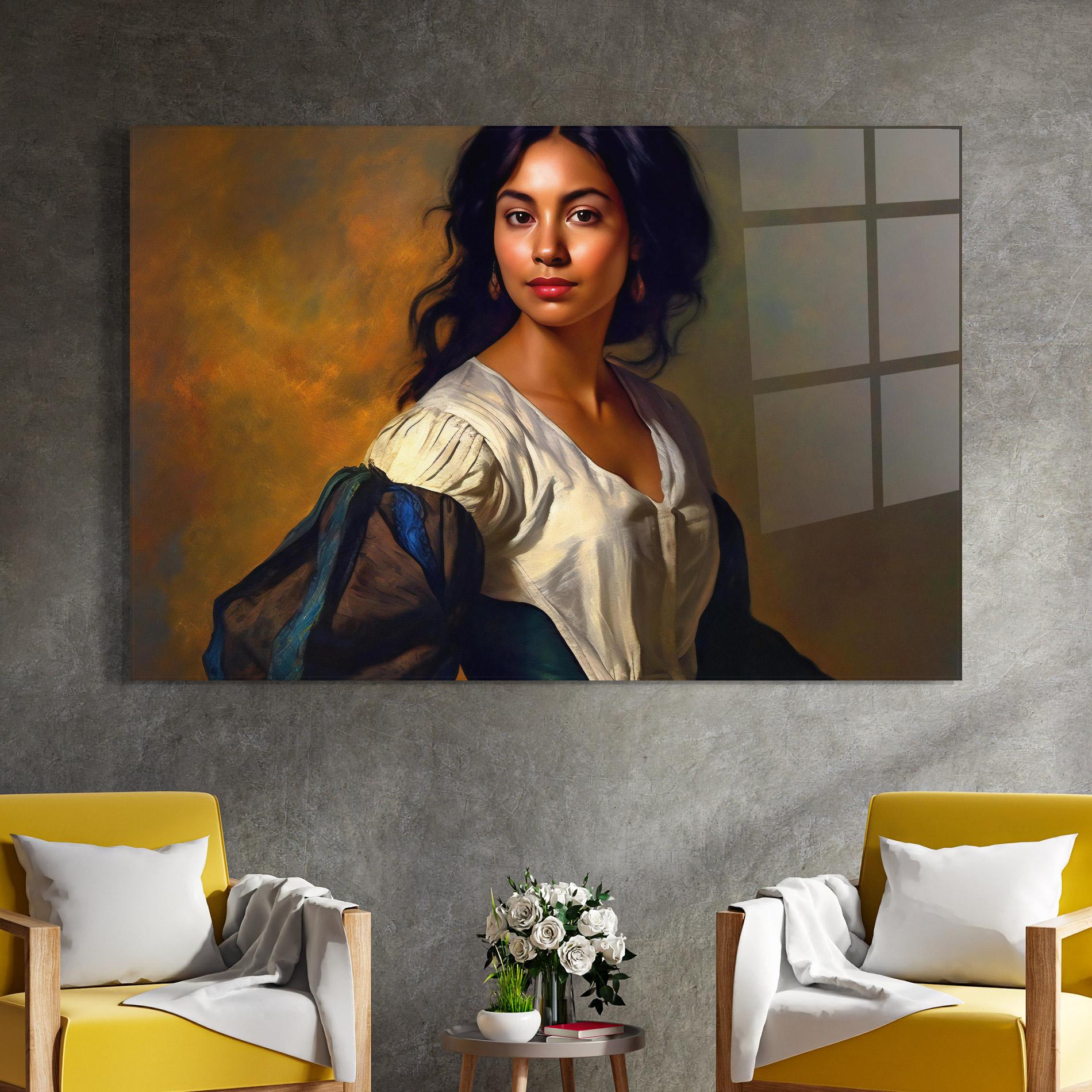 Tablou Sticla Beautiful Brunette Art mockup 4