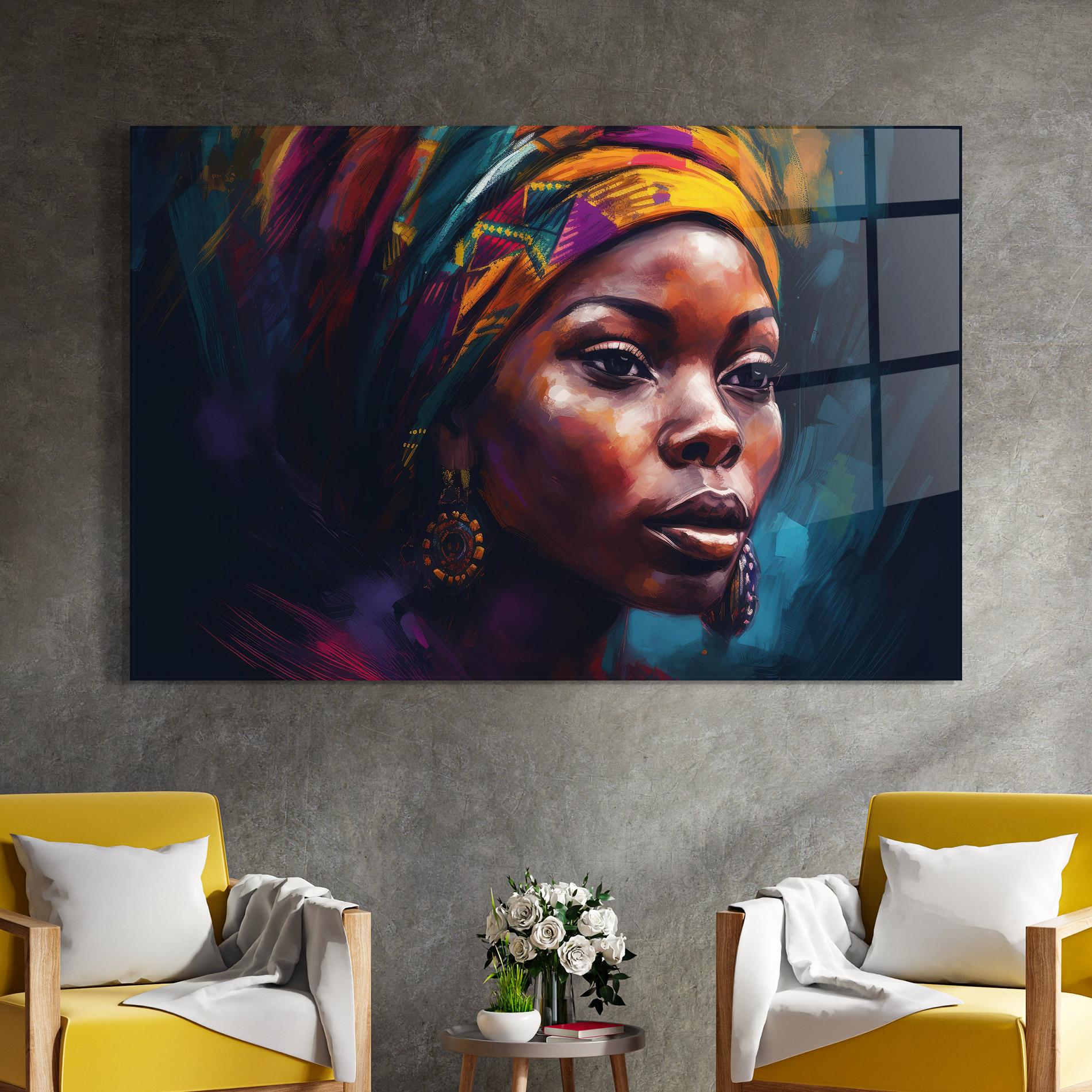 Tablou Sticla Black Traditional Woman mockup 4