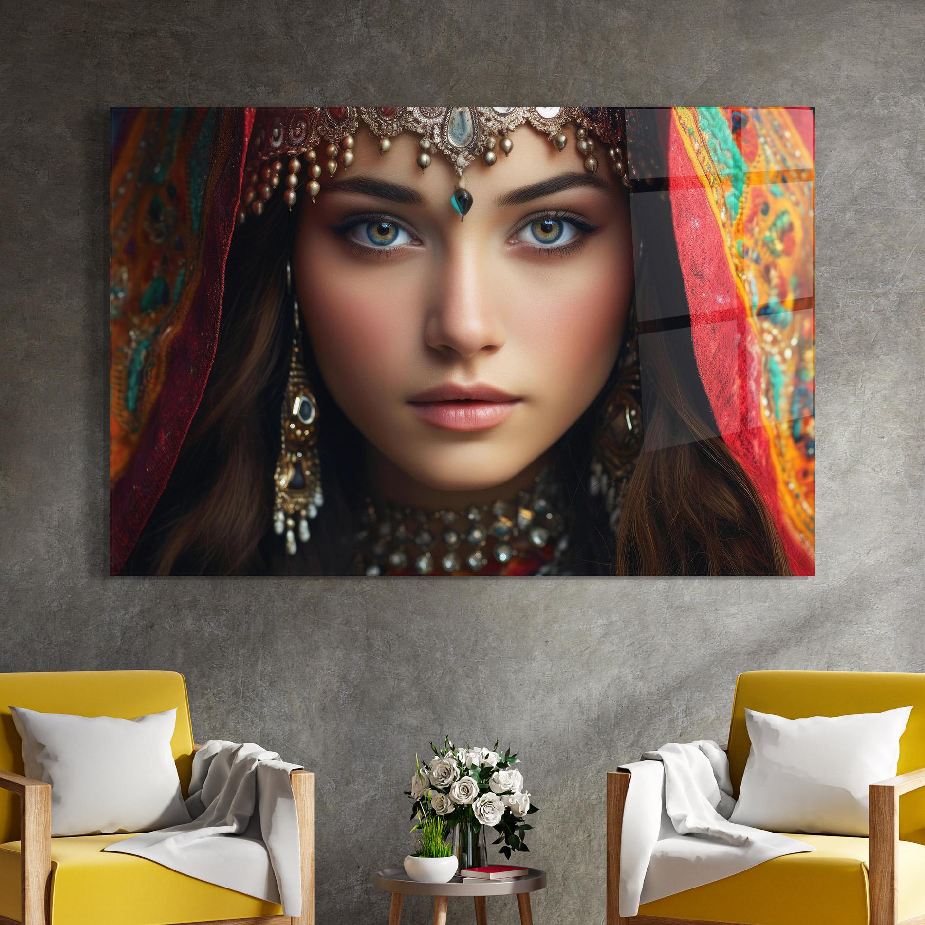 Tablou Sticla Blue Green Culture Eye mockup 4