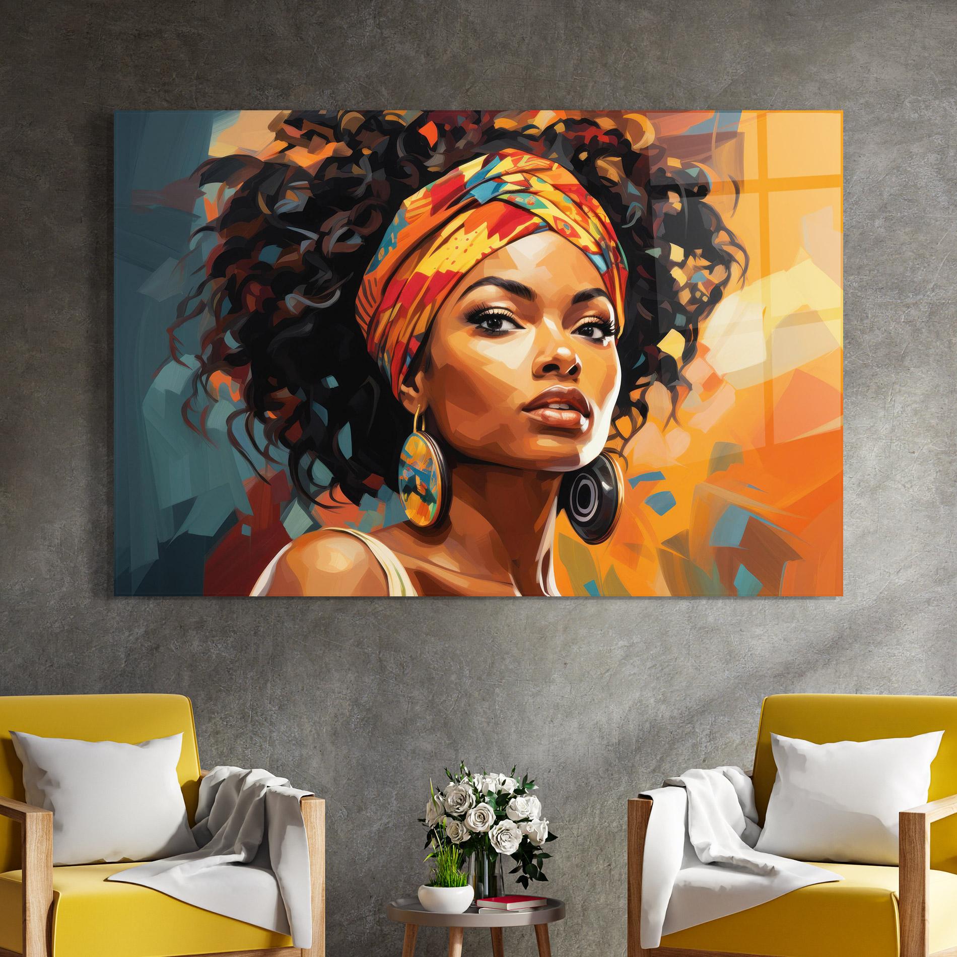 Tablou Sticla Colorful Ethic Portrait mockup 4