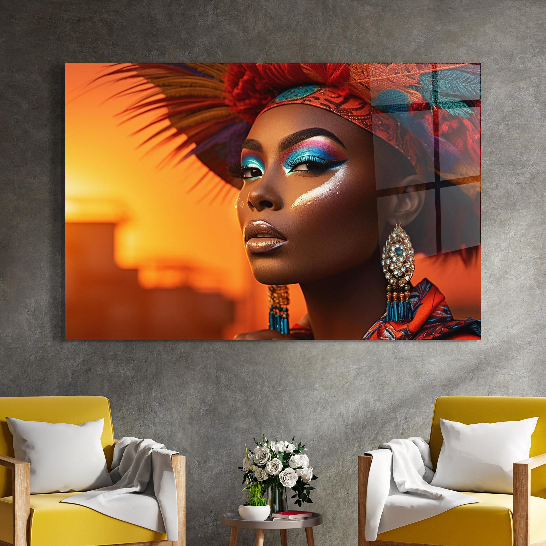 Tablou Sticla Elaborate Makeup Woman mockup 4