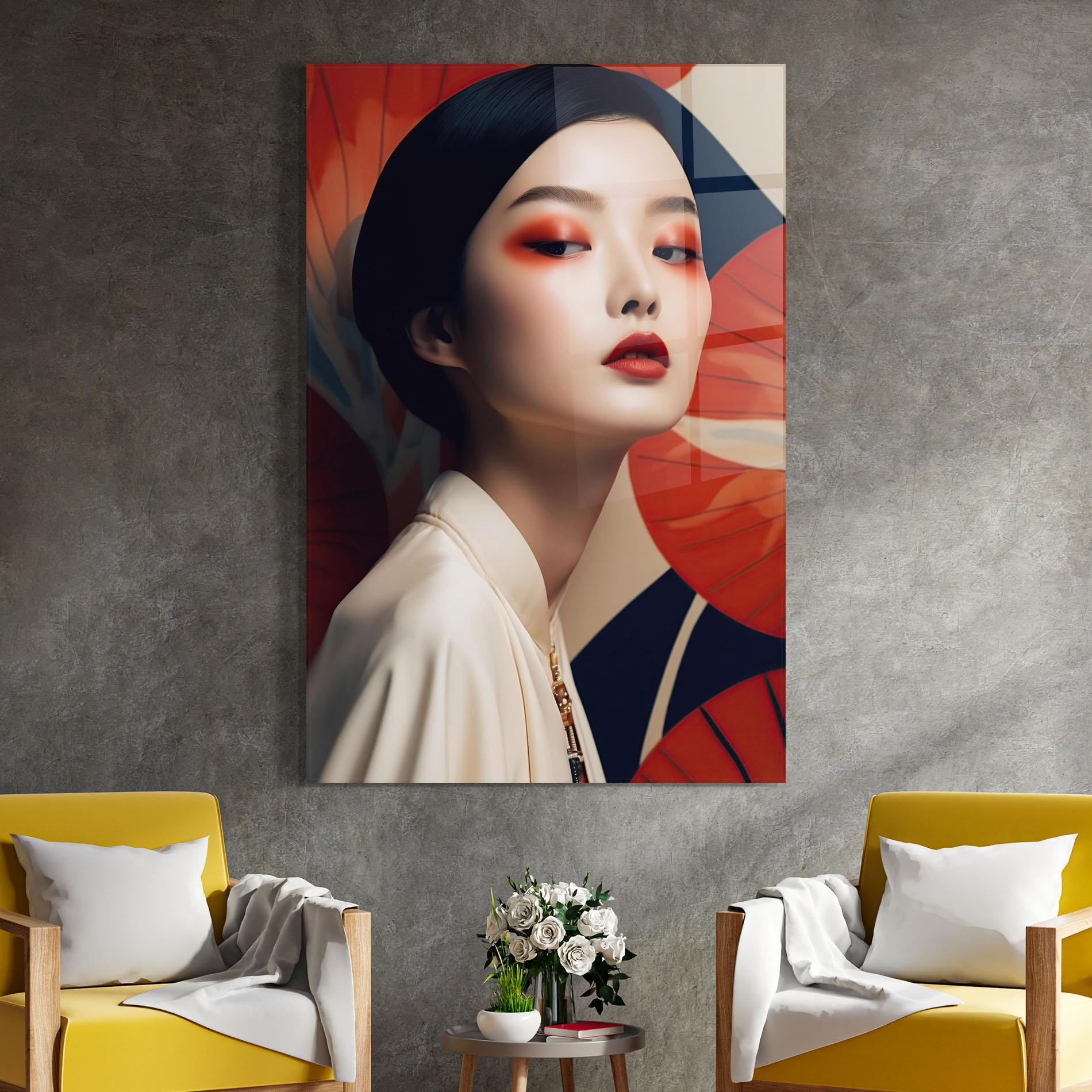 Tablou Sticla Asiatic Red Lips mockup 4