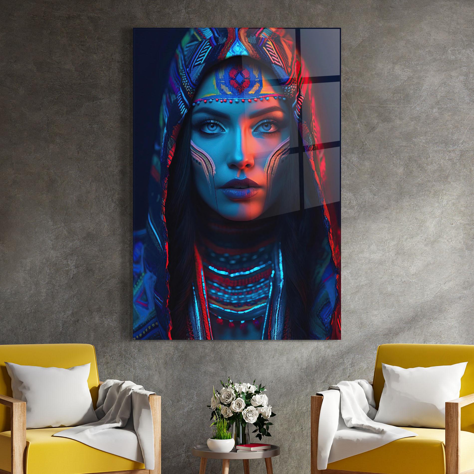 Tablou Sticla Blue Red Light Hood mockup 4