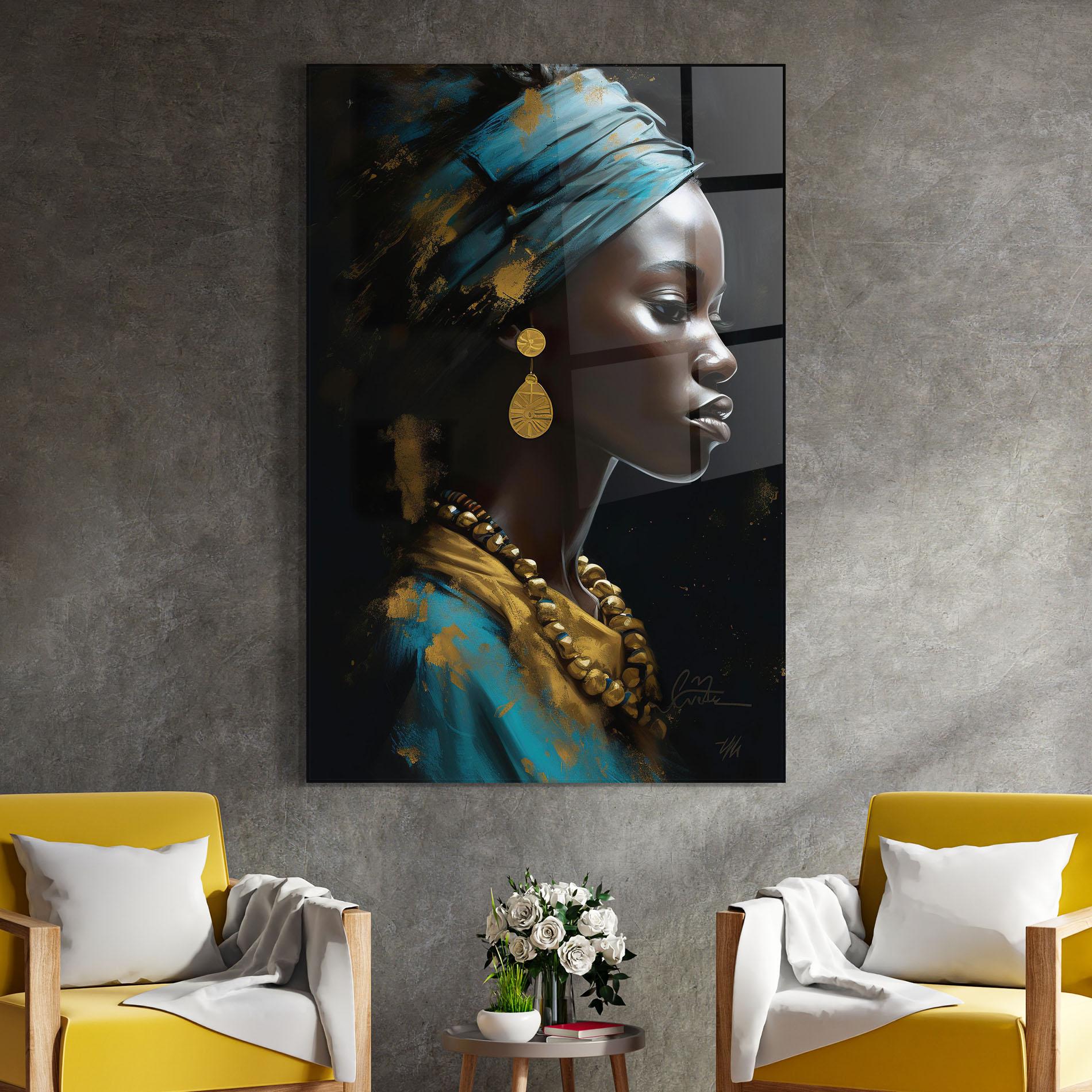 Tablou Sticla Blue Turban mockup 4