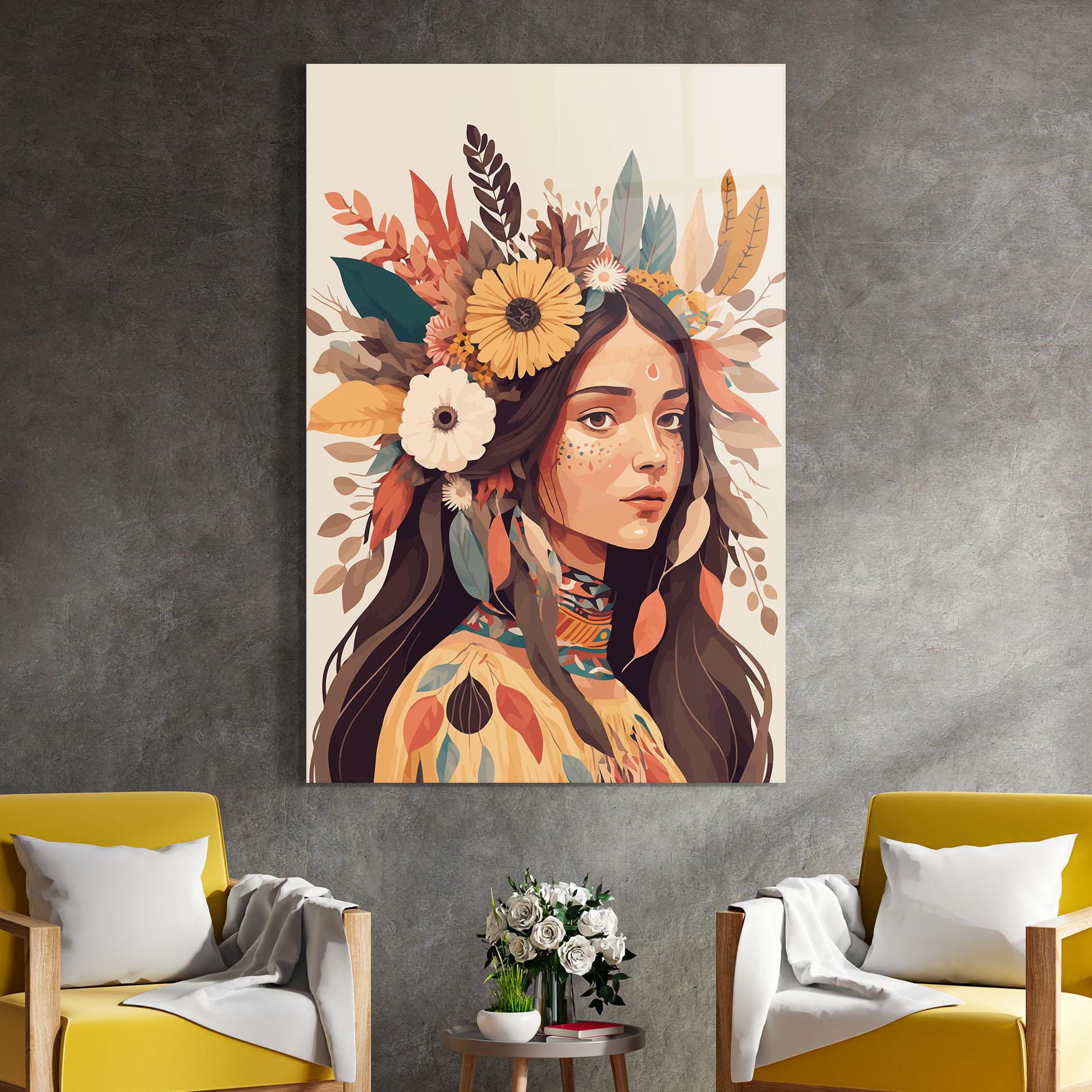 Tablou Sticla Boho Girl mockup 4