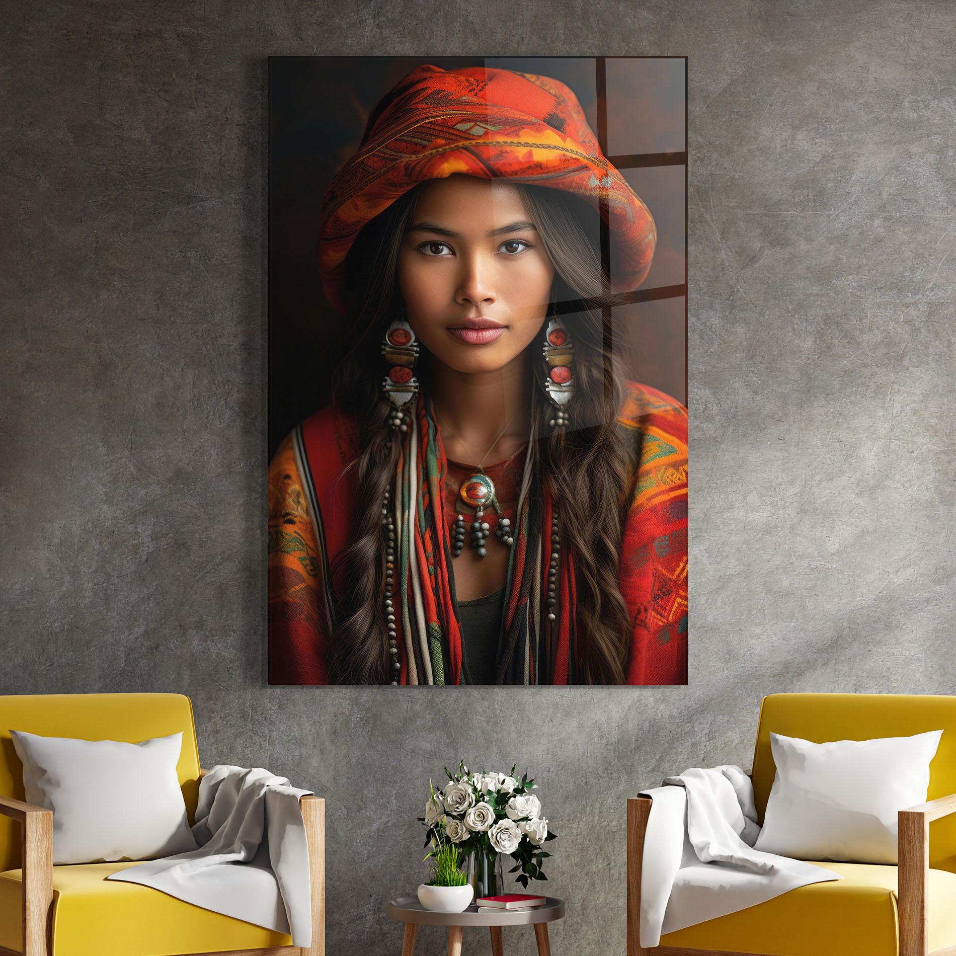 Tablou Sticla Colorful Hat And Earrings mockup 4