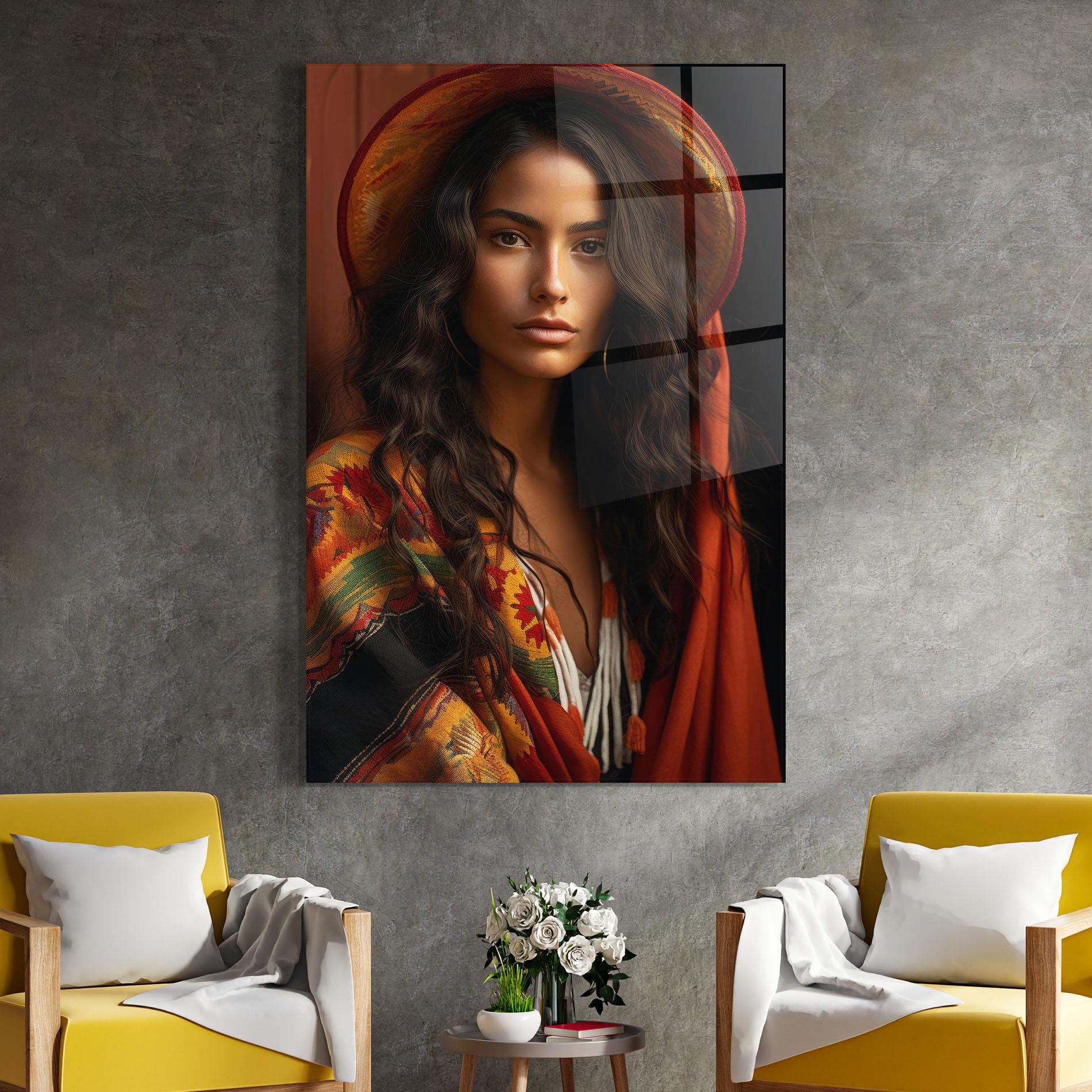 Tablou Sticla Colorful Hat And Scarf mockup 4