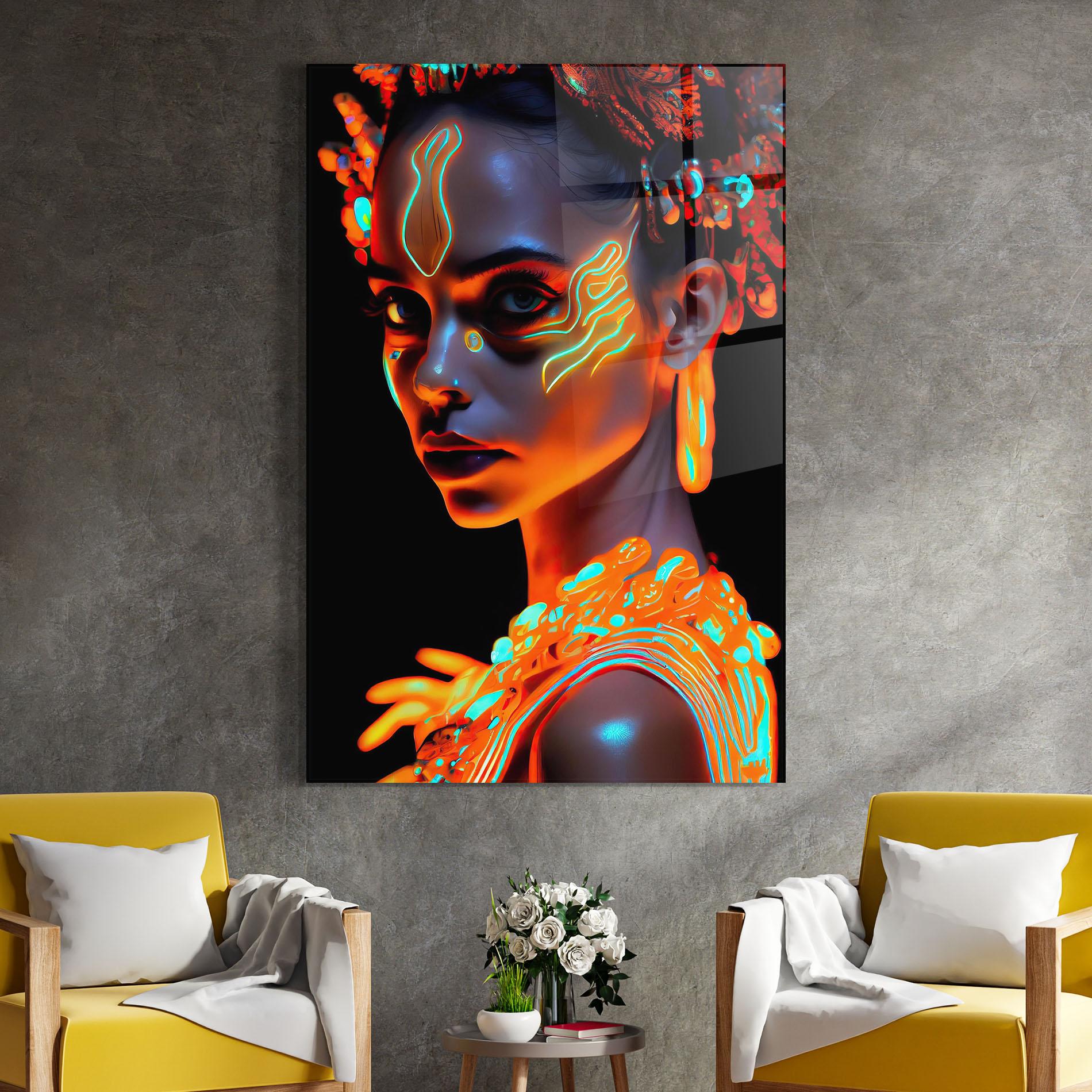 Tablou Sticla Glowing Face Paint mockup 4