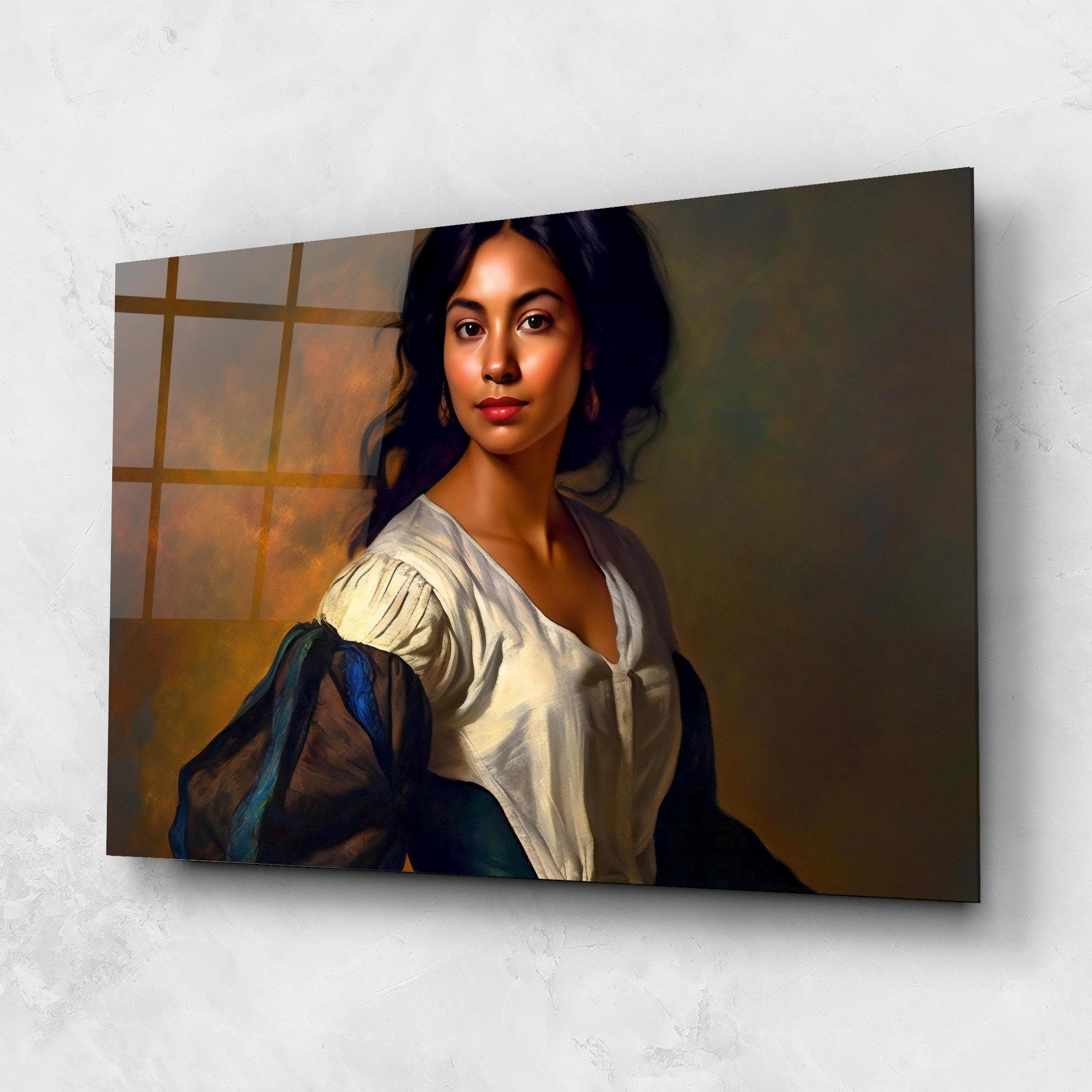 Tablou Sticla Beautiful Brunette Art mockup 1