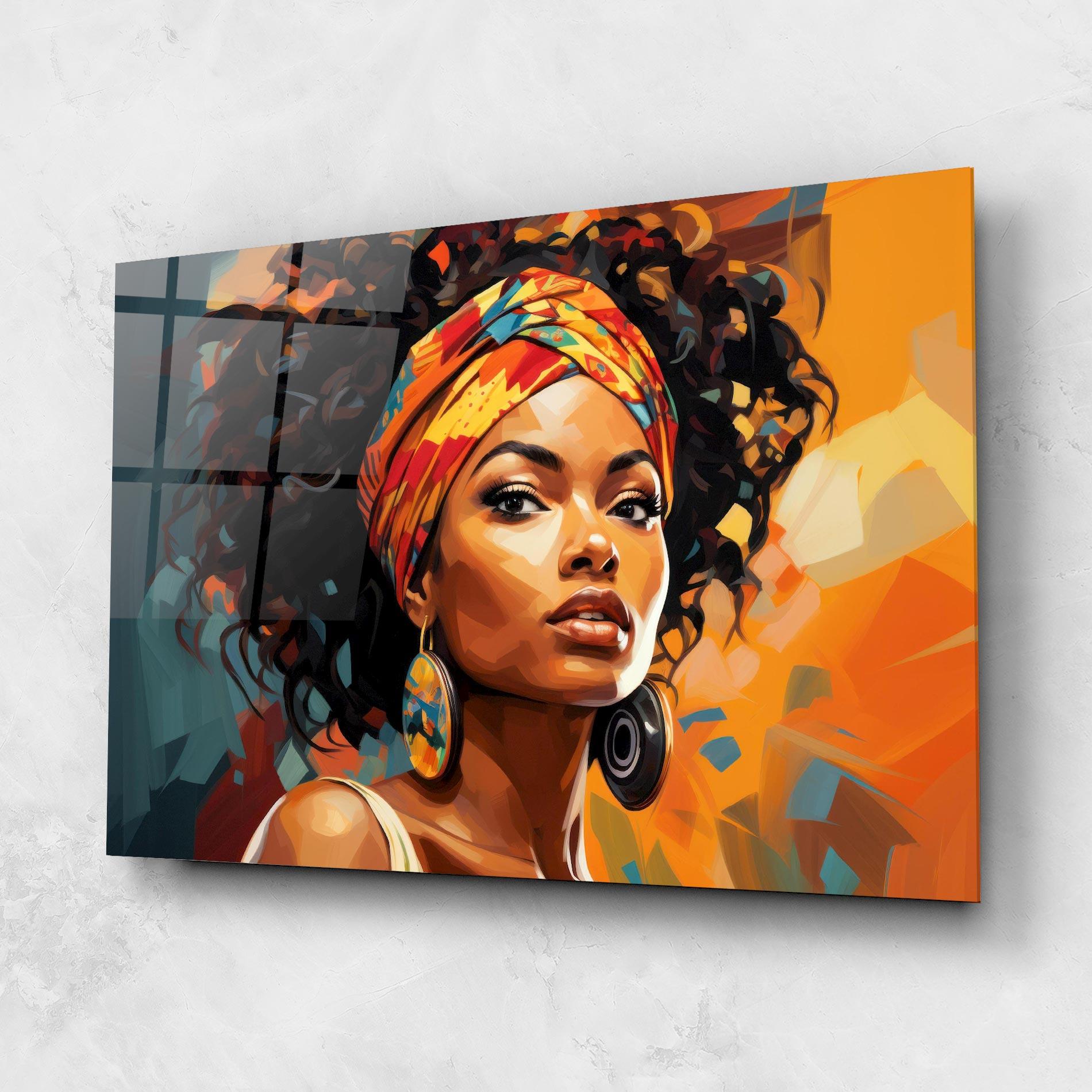 Tablou Sticla Colorful Ethic Portrait mockup 1