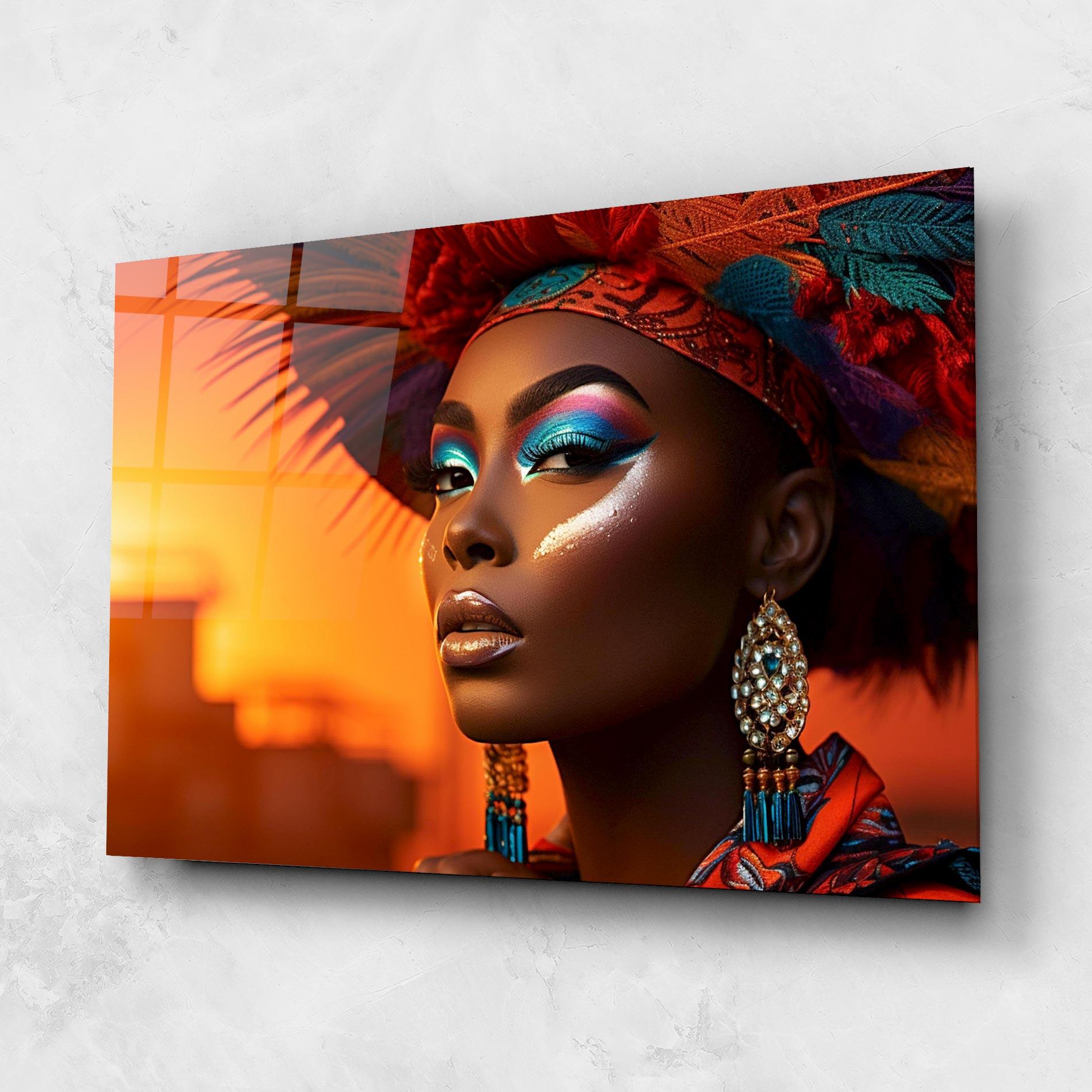 Tablou Sticla Elaborate Makeup Woman mockup 1