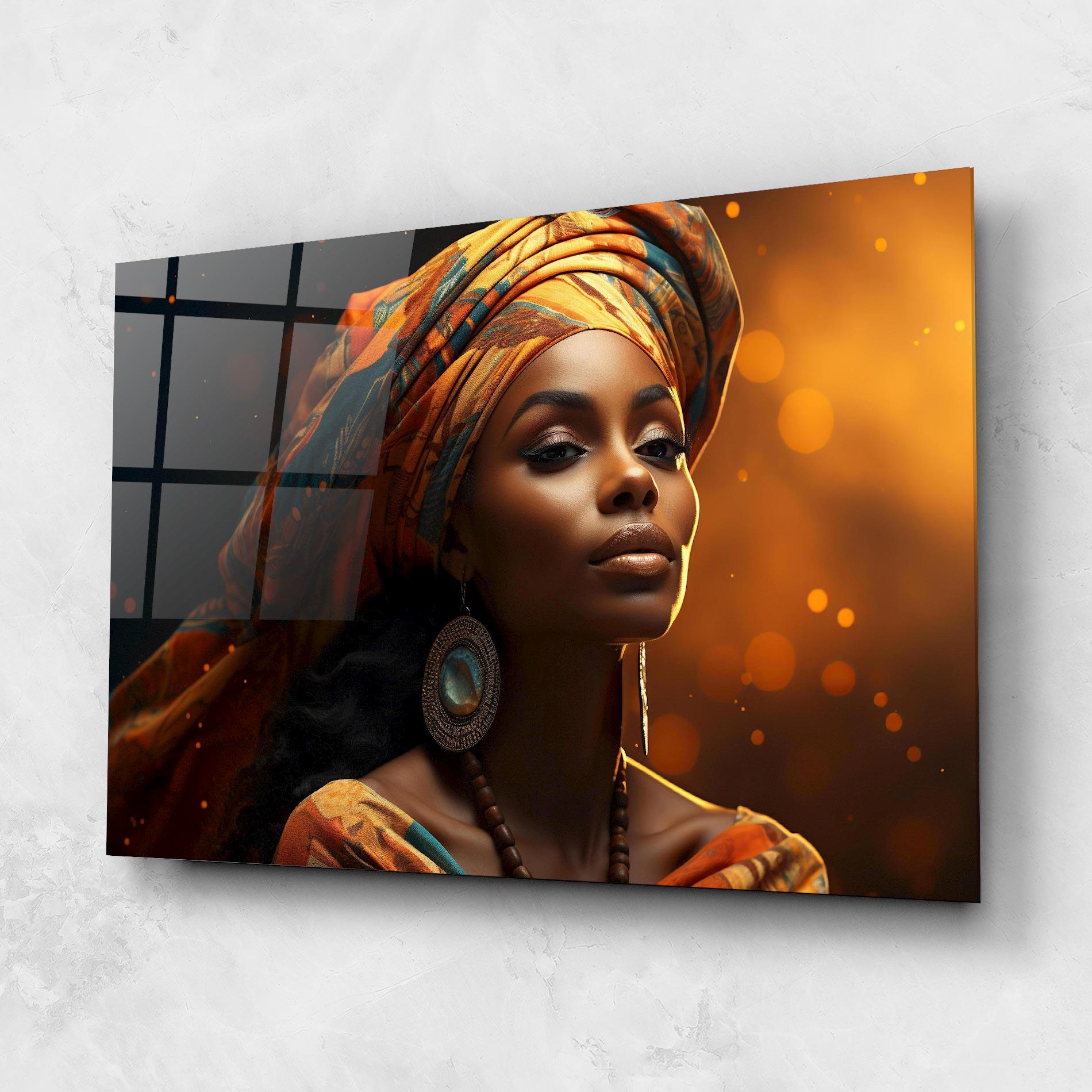 Tablou Sticla Fashion African Portrait mockup 1