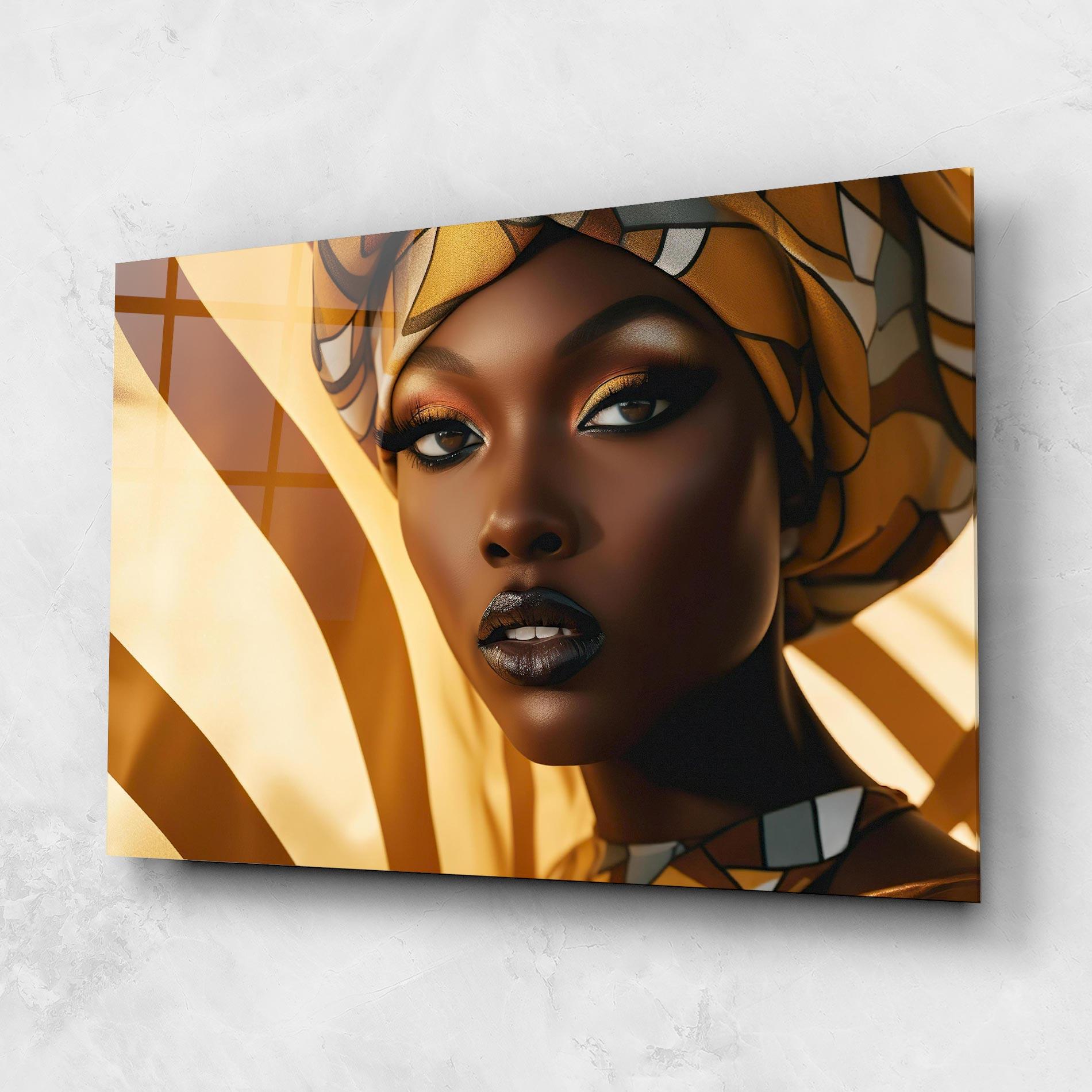 Tablou Sticla Fashion African Woman mockup 1