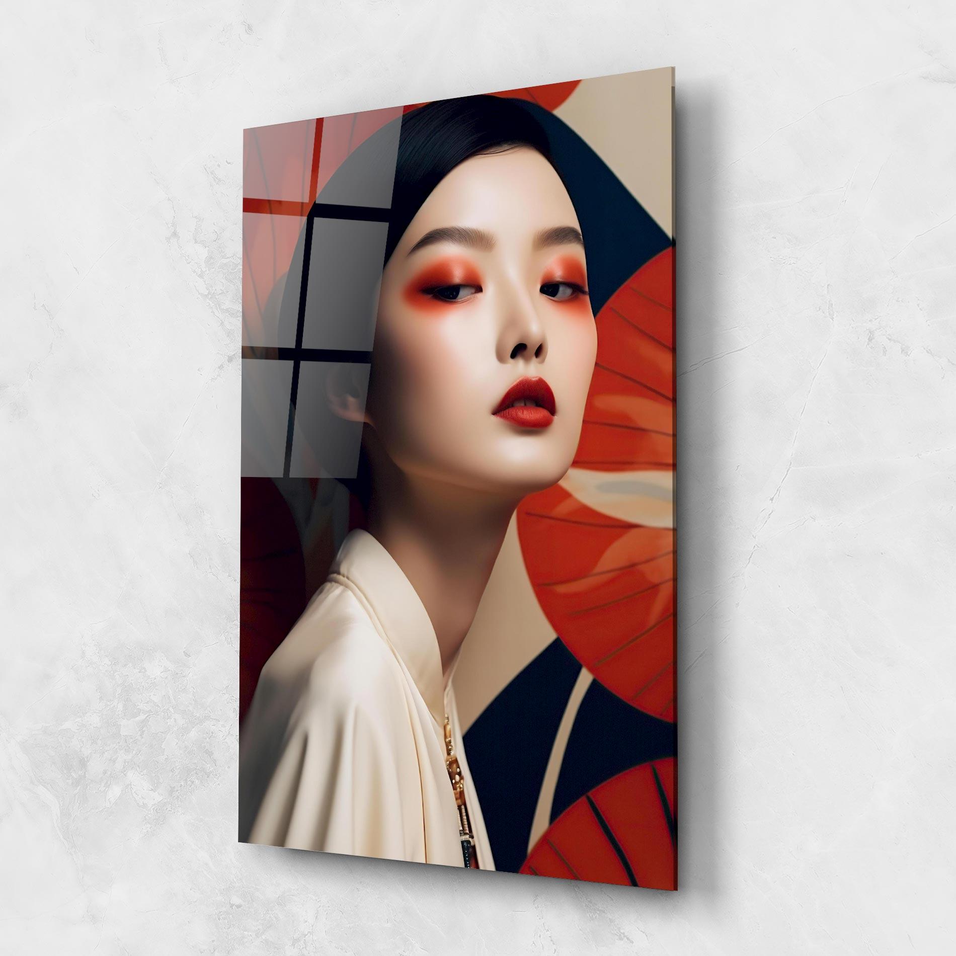 Tablou Sticla Asiatic Red Lips mockup 1