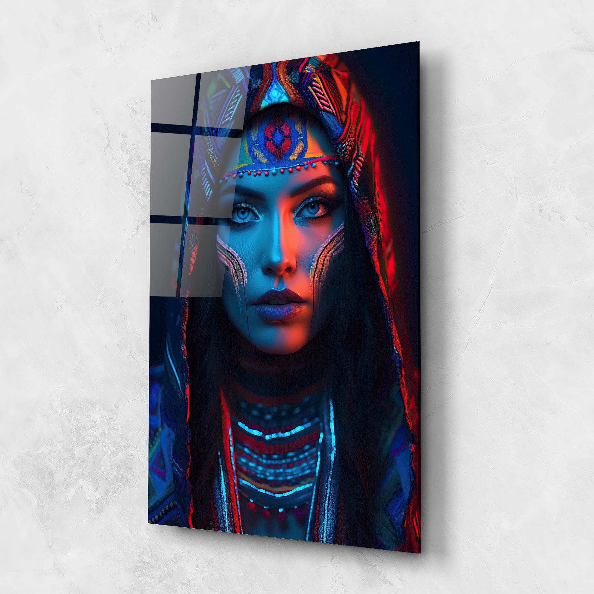 Tablou Sticla Blue Red Light Hood mockup 1