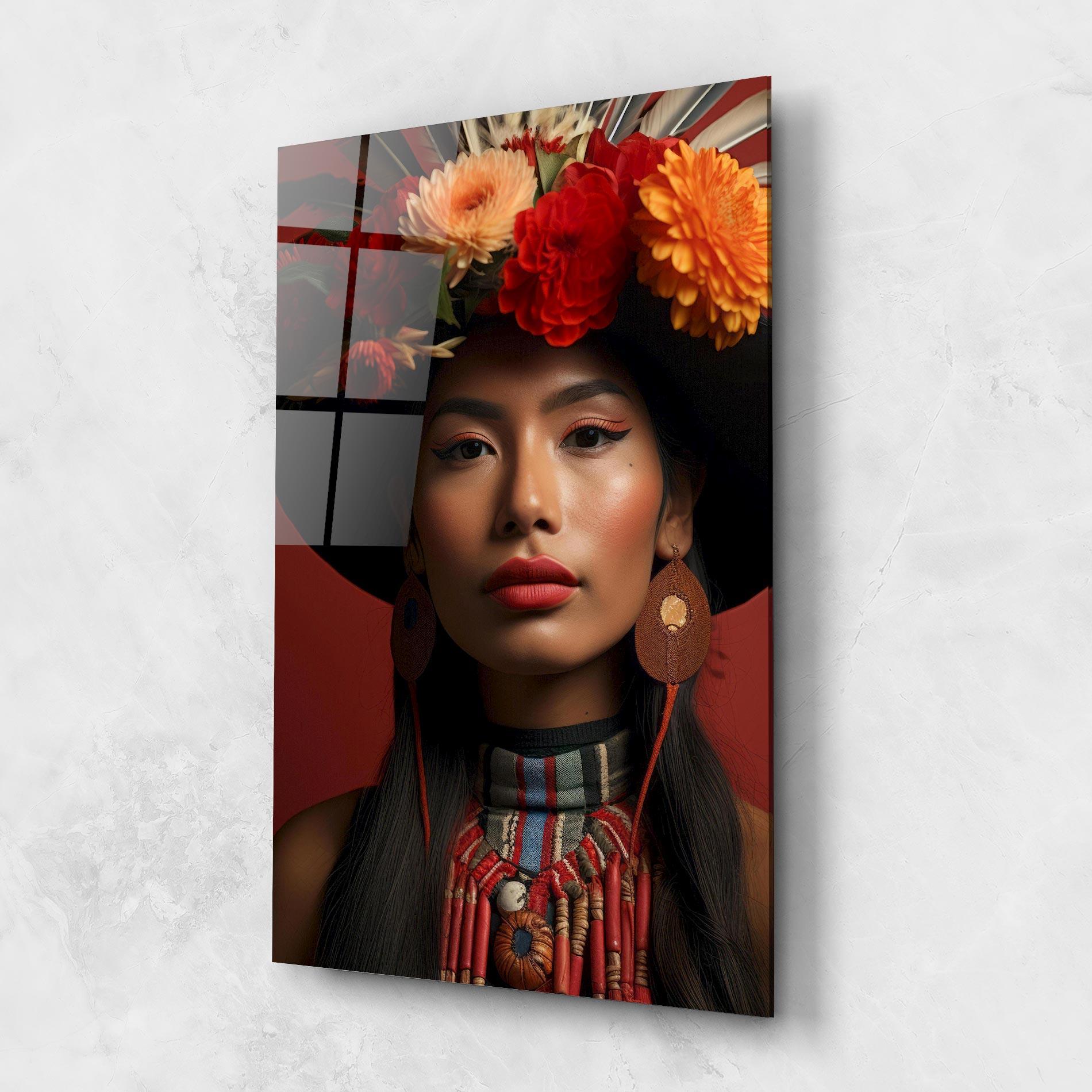 Tablou Sticla Colorful Flowers Hat mockup 1