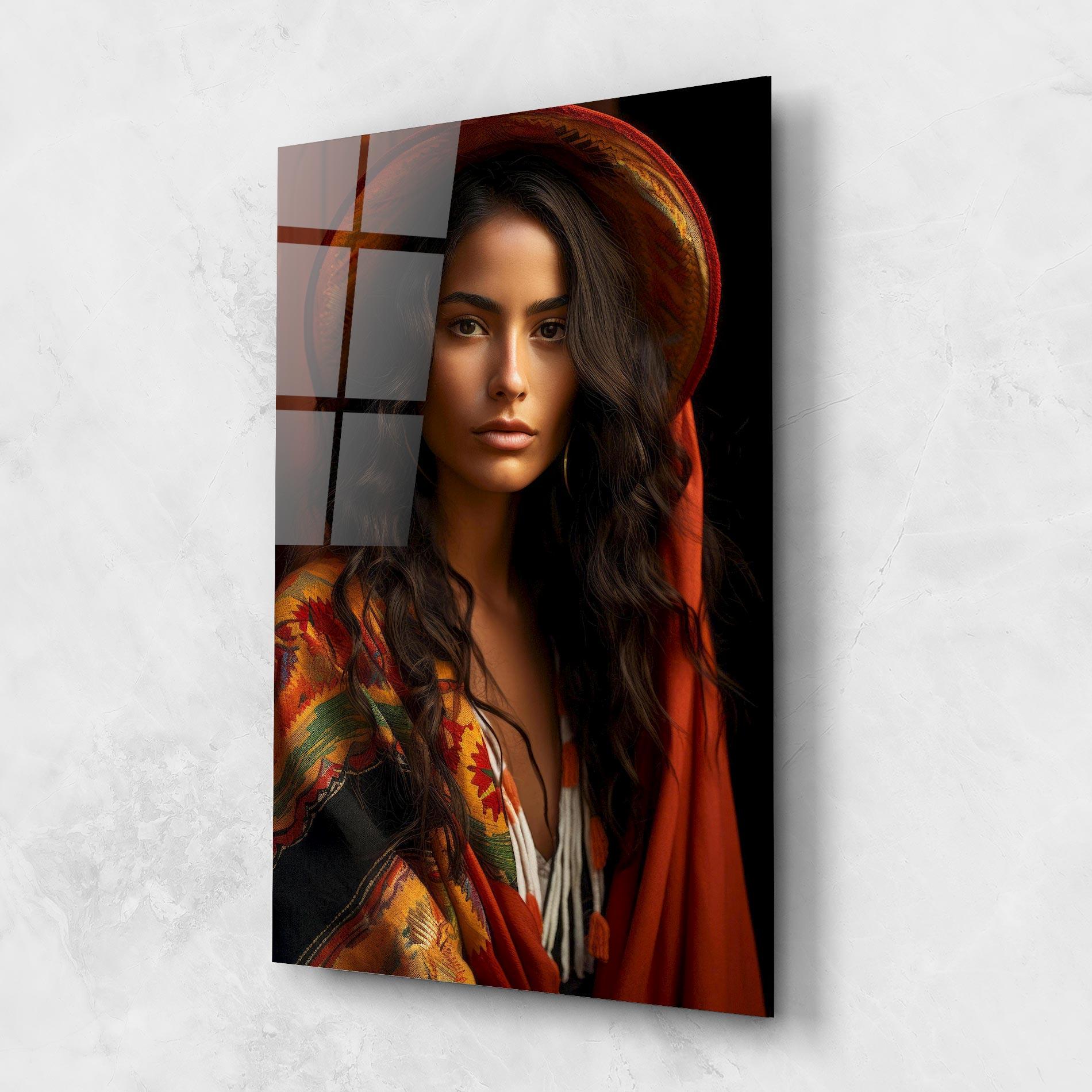 Tablou Sticla Colorful Hat And Scarf mockup 1