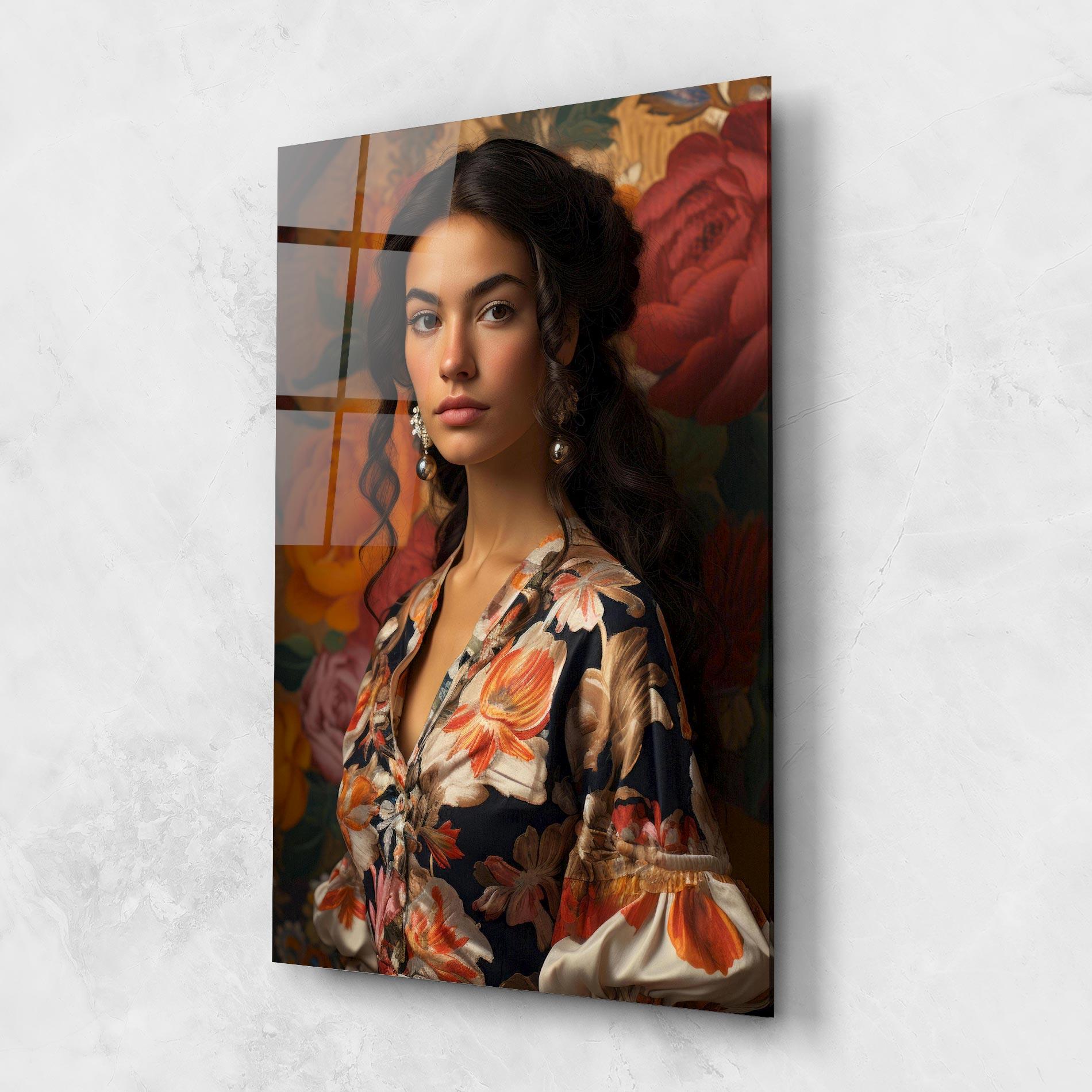 Tablou Sticla Floral Dress Lady mockup 1