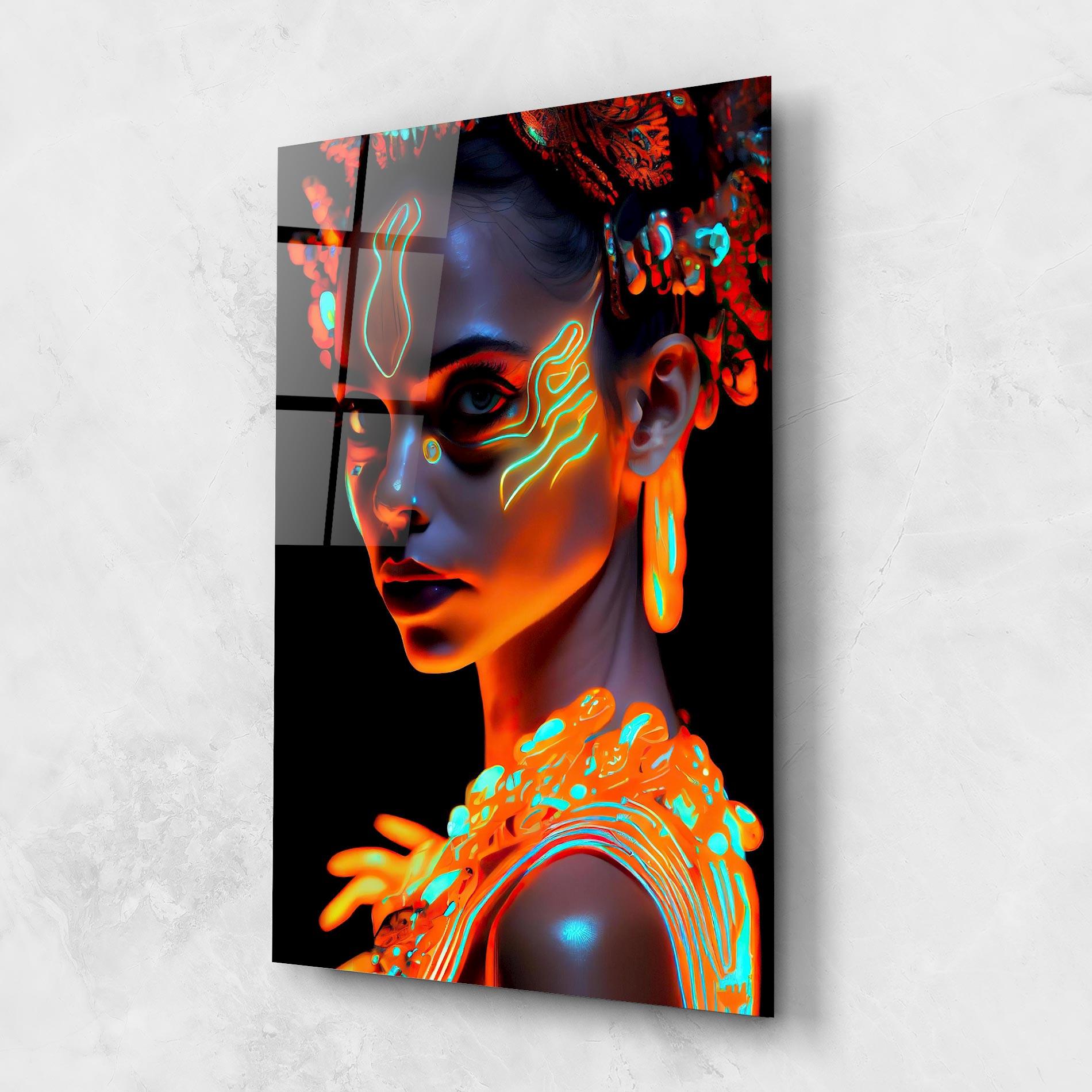 Tablou Sticla Glowing Face Paint mockup 1