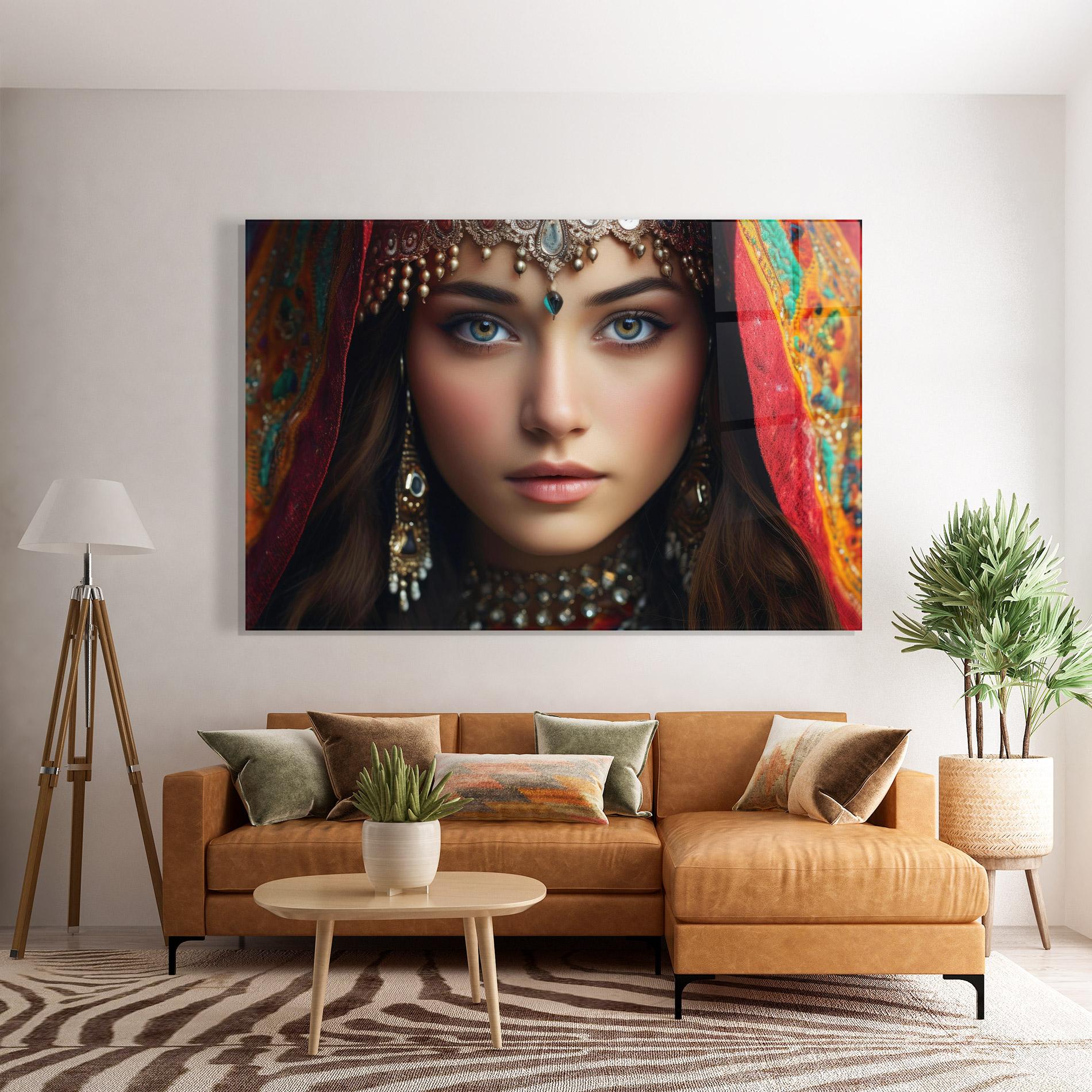 Tablou Sticla Blue Green Culture Eye mockup 7