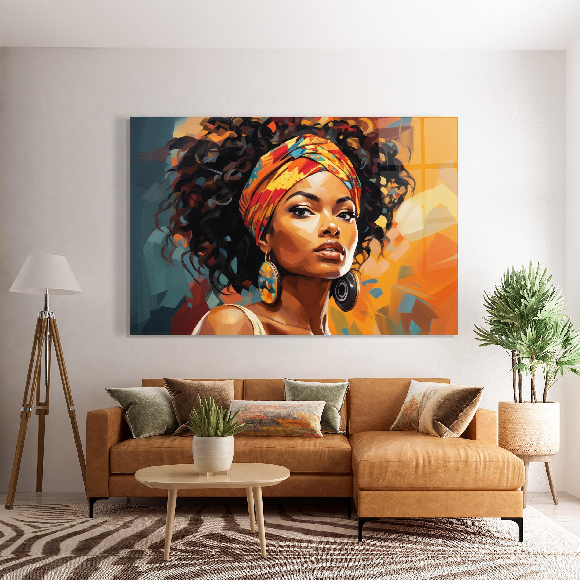 Tablou Sticla Colorful Ethic Portrait mockup 7