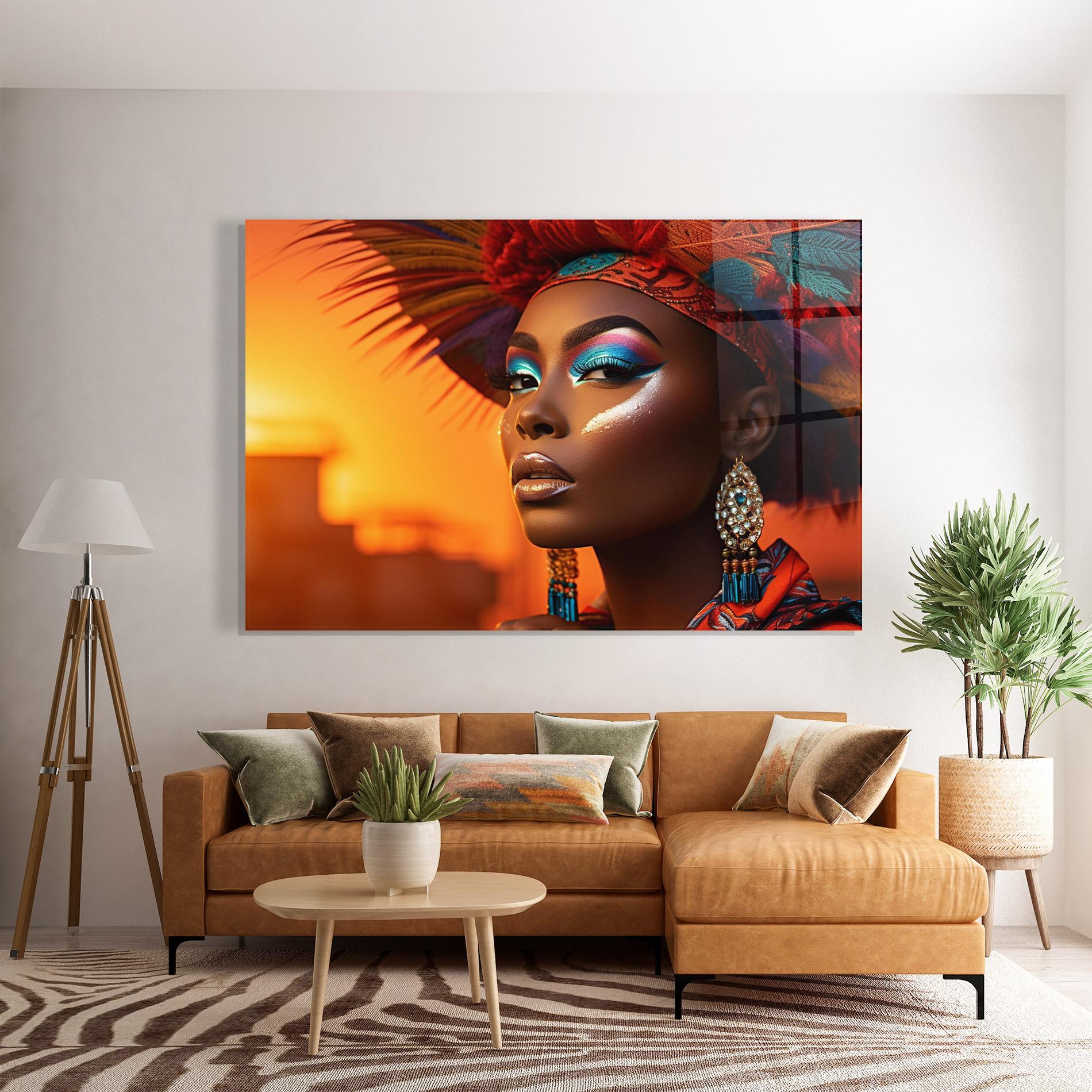 Tablou Sticla Elaborate Makeup Woman mockup 7