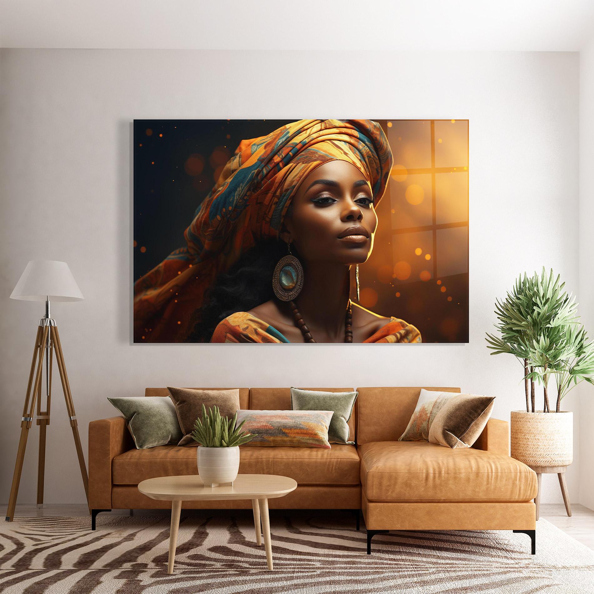 Tablou Sticla Fashion African Portrait mockup 7