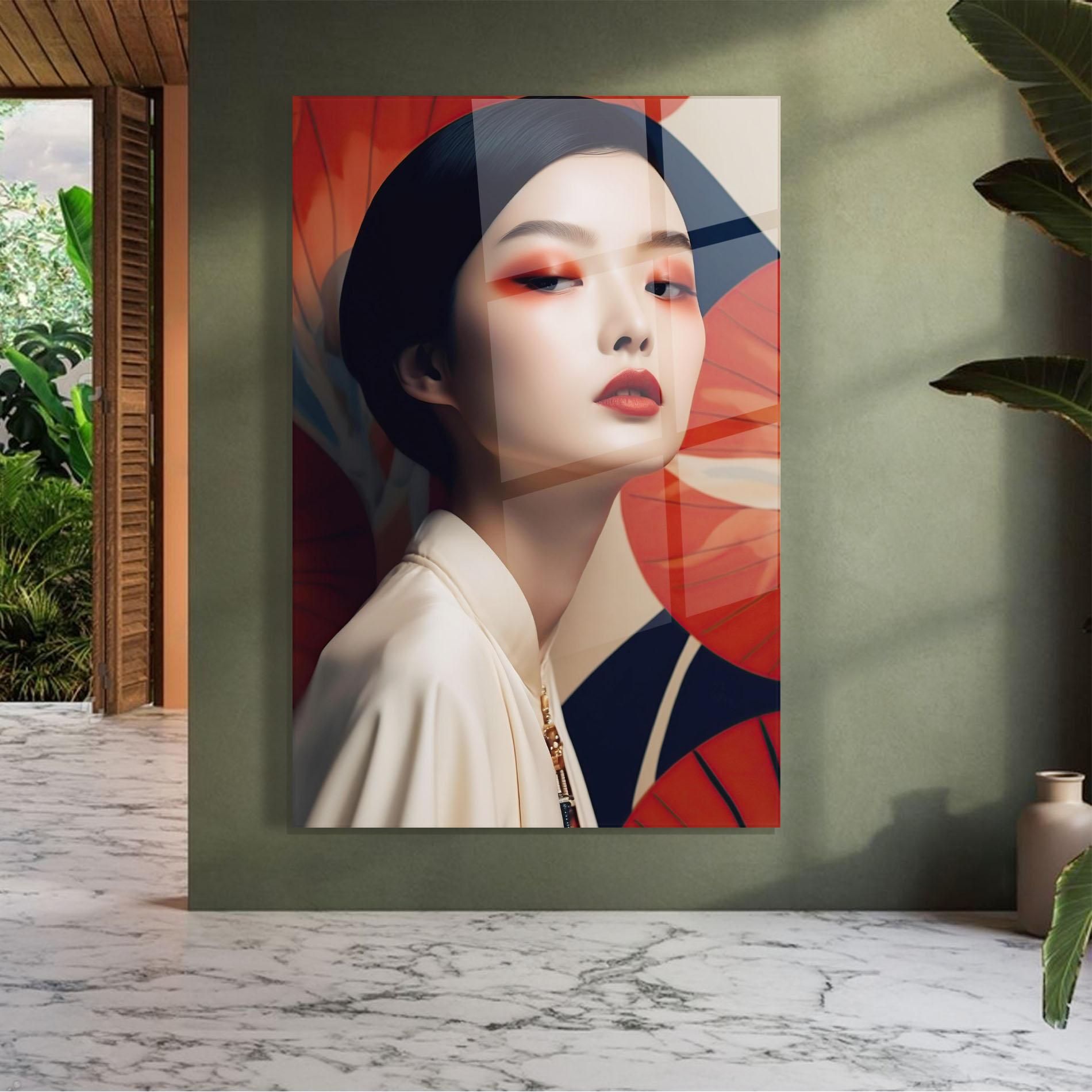 Tablou Sticla Asiatic Red Lips mockup 7