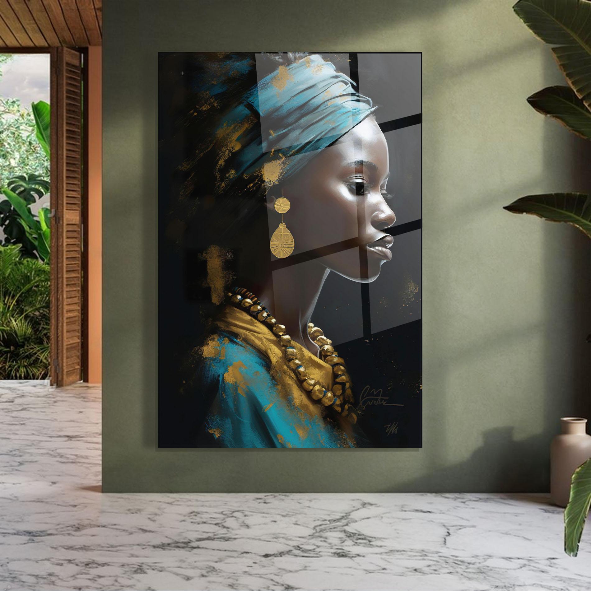 Tablou Sticla Blue Turban mockup 7