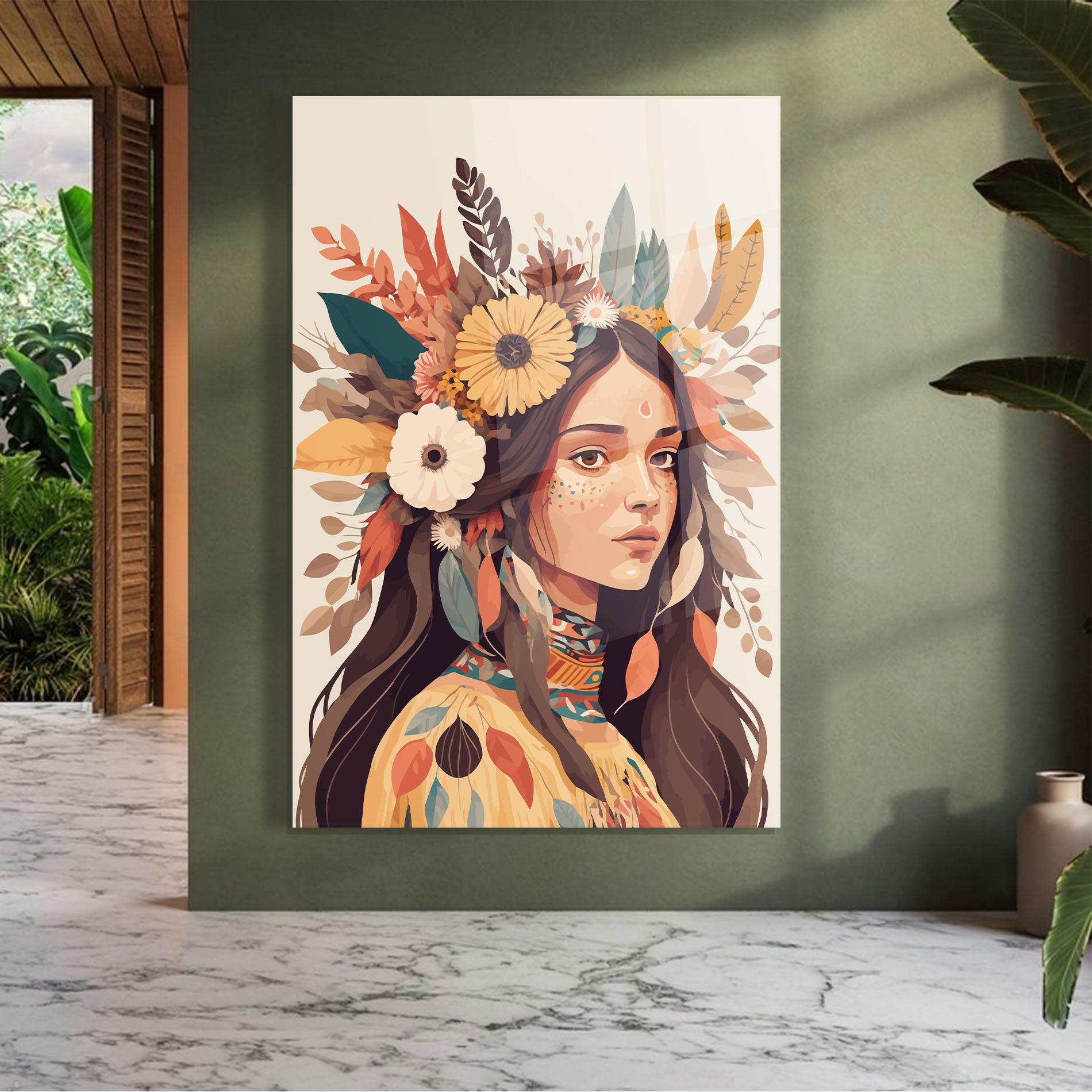 Tablou Sticla Boho Girl mockup 7